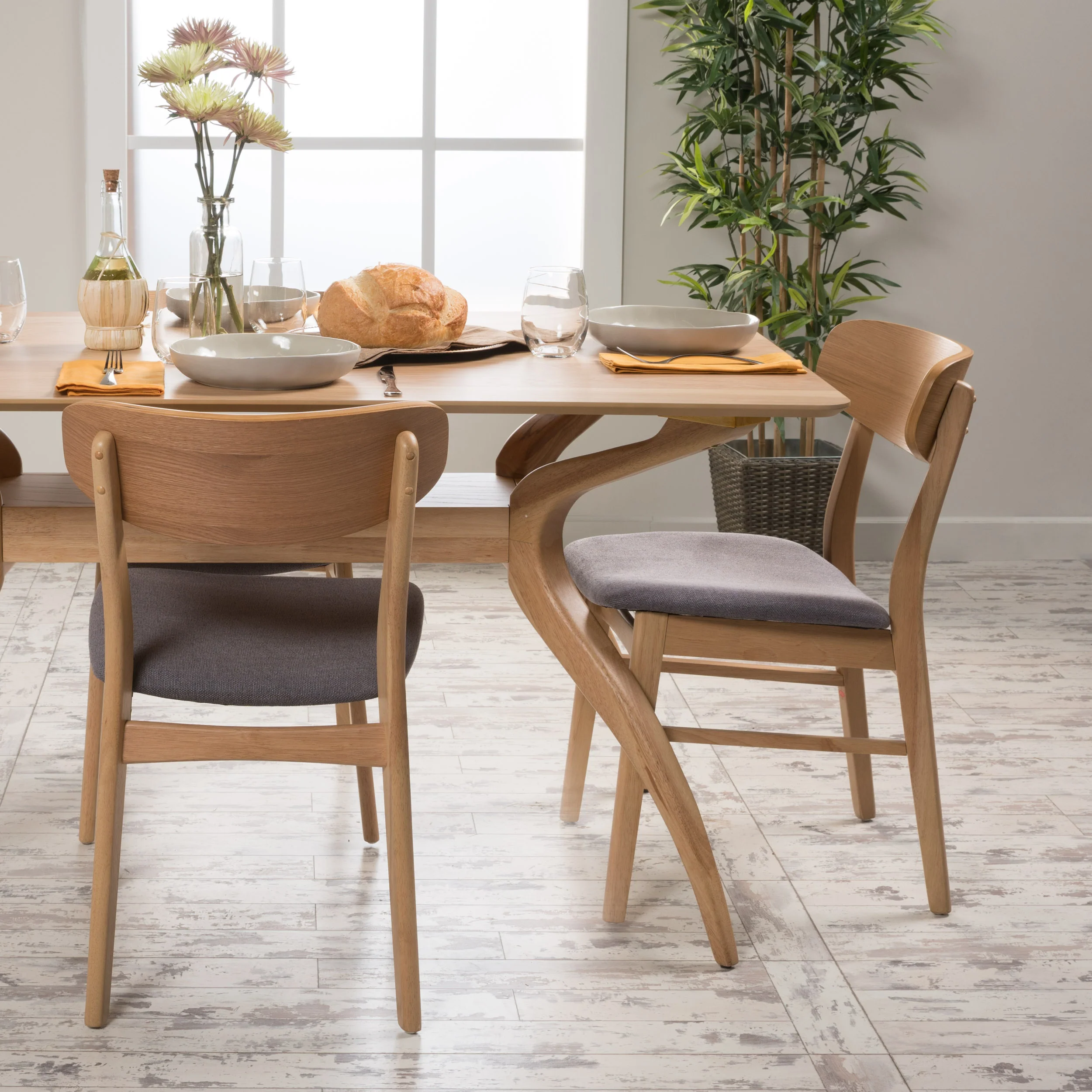 Lucille Fabric/ Wood Finish Dining Chair (Set of 2) - furnishings