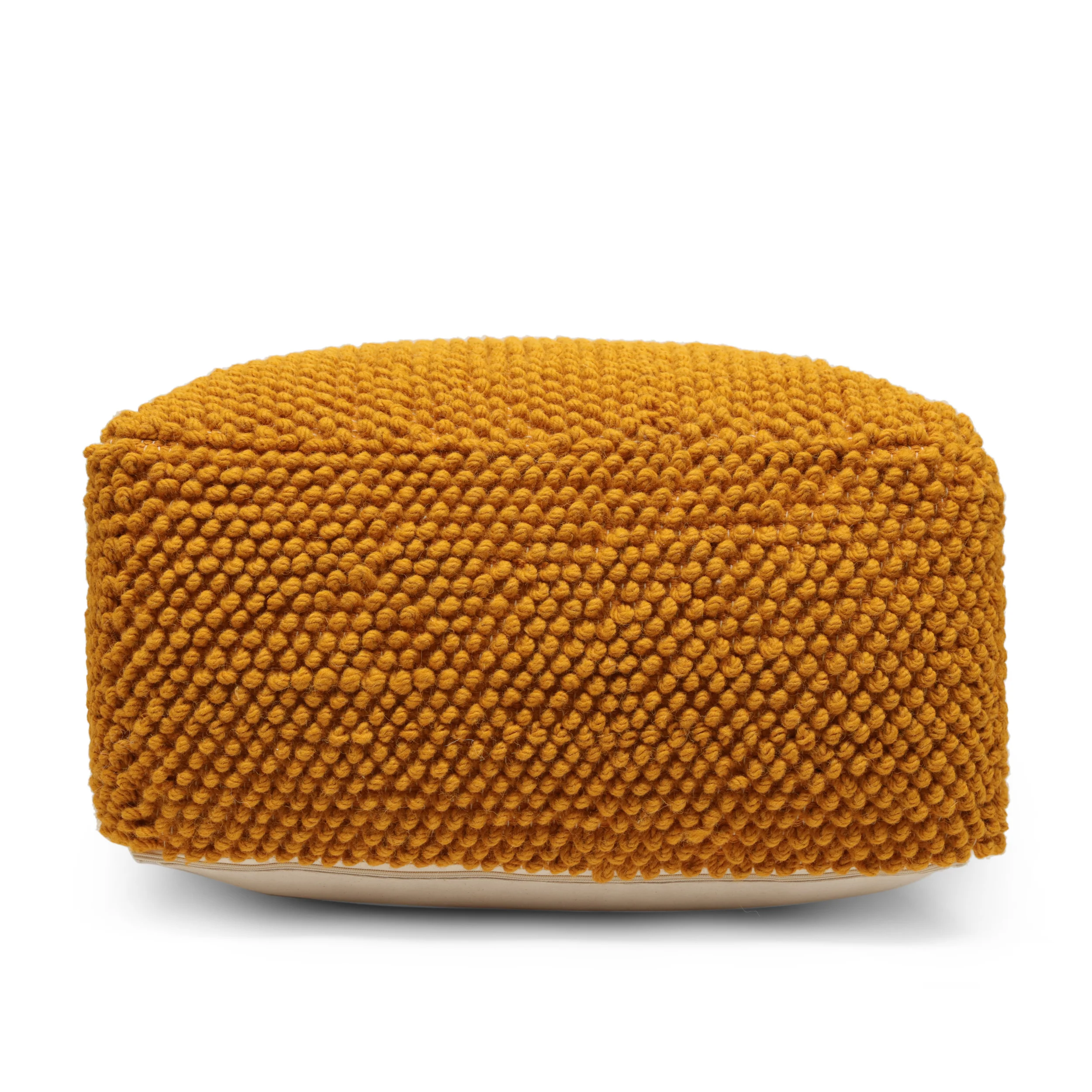 Wilsey Boho Handcrafted Tufted Fabric Square Pouf - furnishings