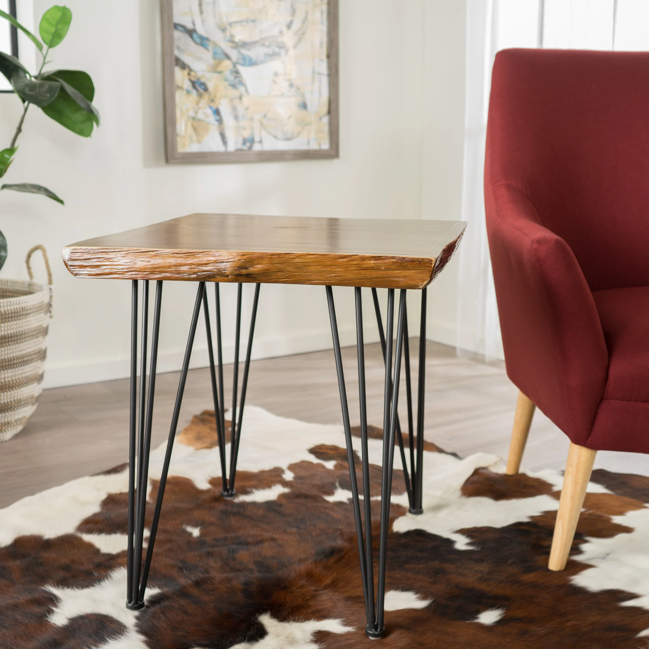 Regent Natural Finish Firwood Faux Live Edge End Table - furnishings