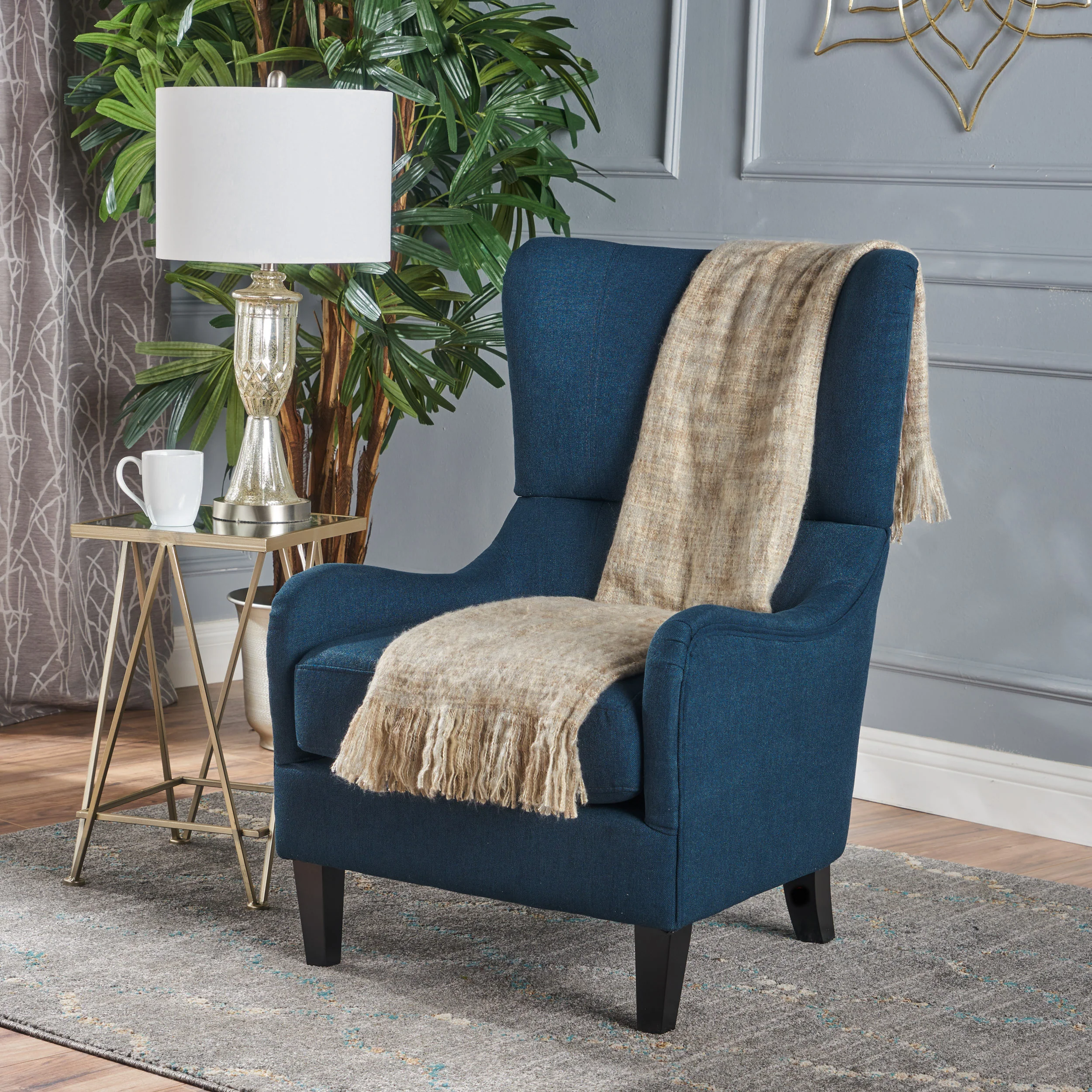 Quinn Fabric High Back Wingback Armchair - furnishings