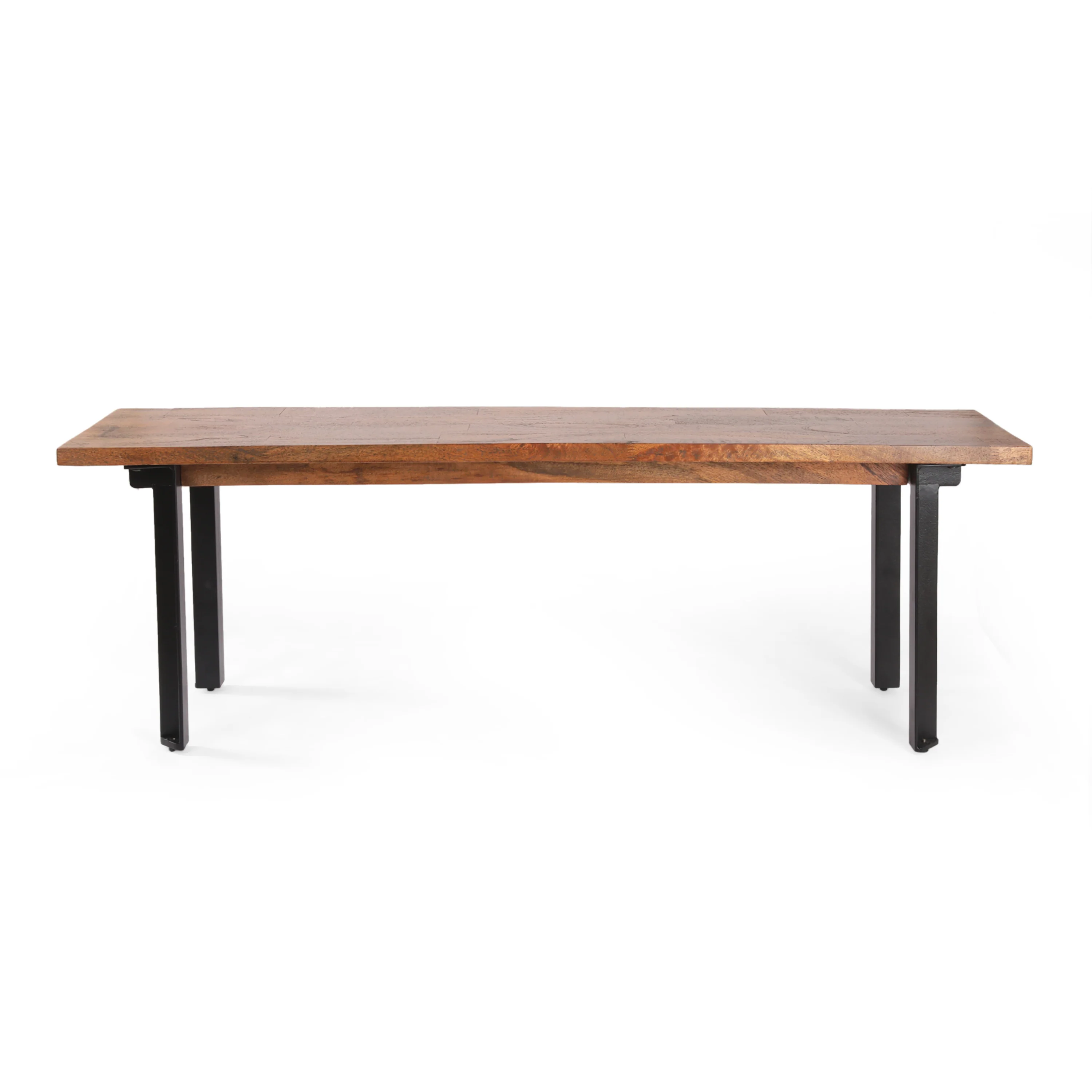 Meridan Modern Industrial Handmade Mango Wood Dining Bench, Country Brown and Black - furnishings