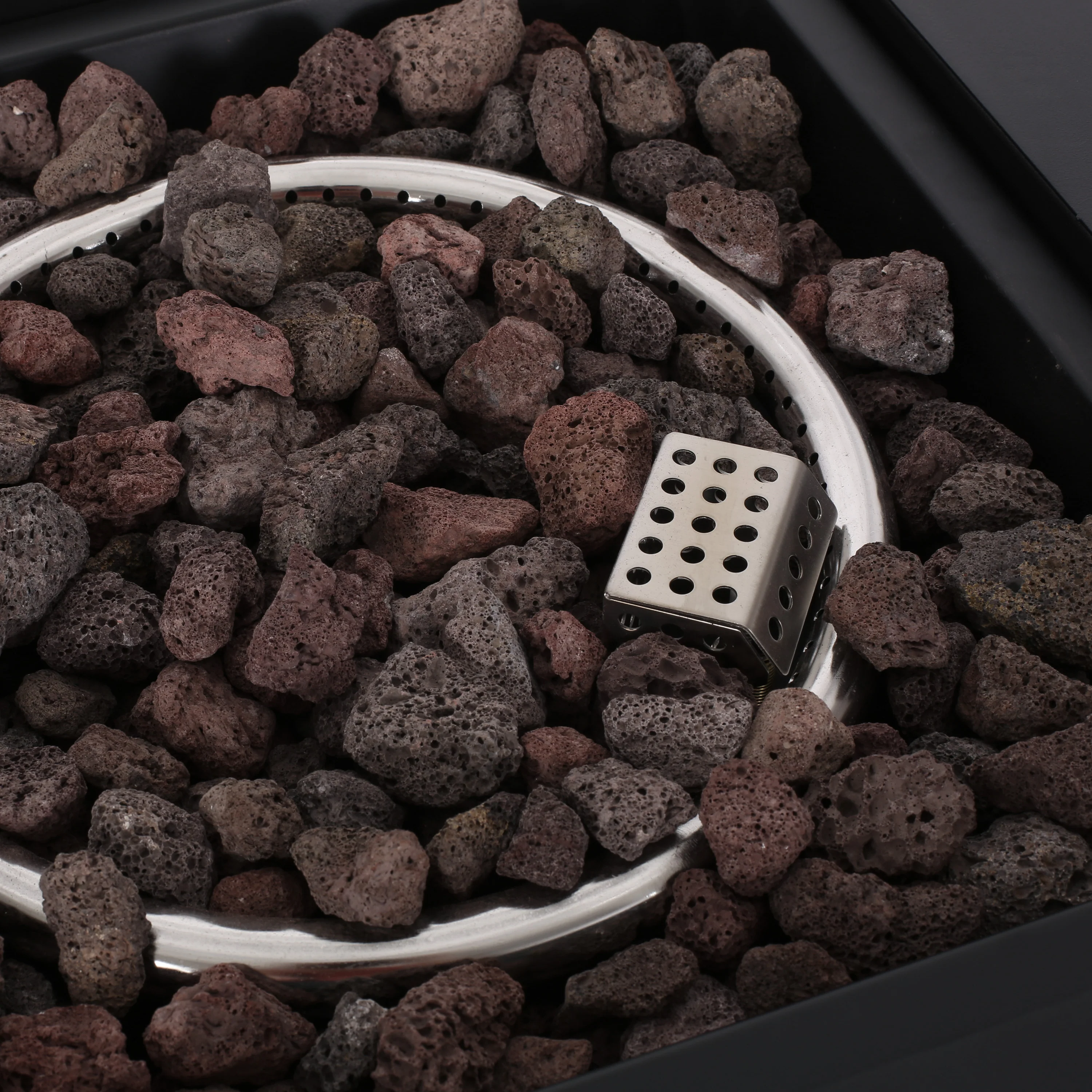 Farnsworth Outdoor 40,000 BTU Iron Square Fire Pit, Black - furnishings