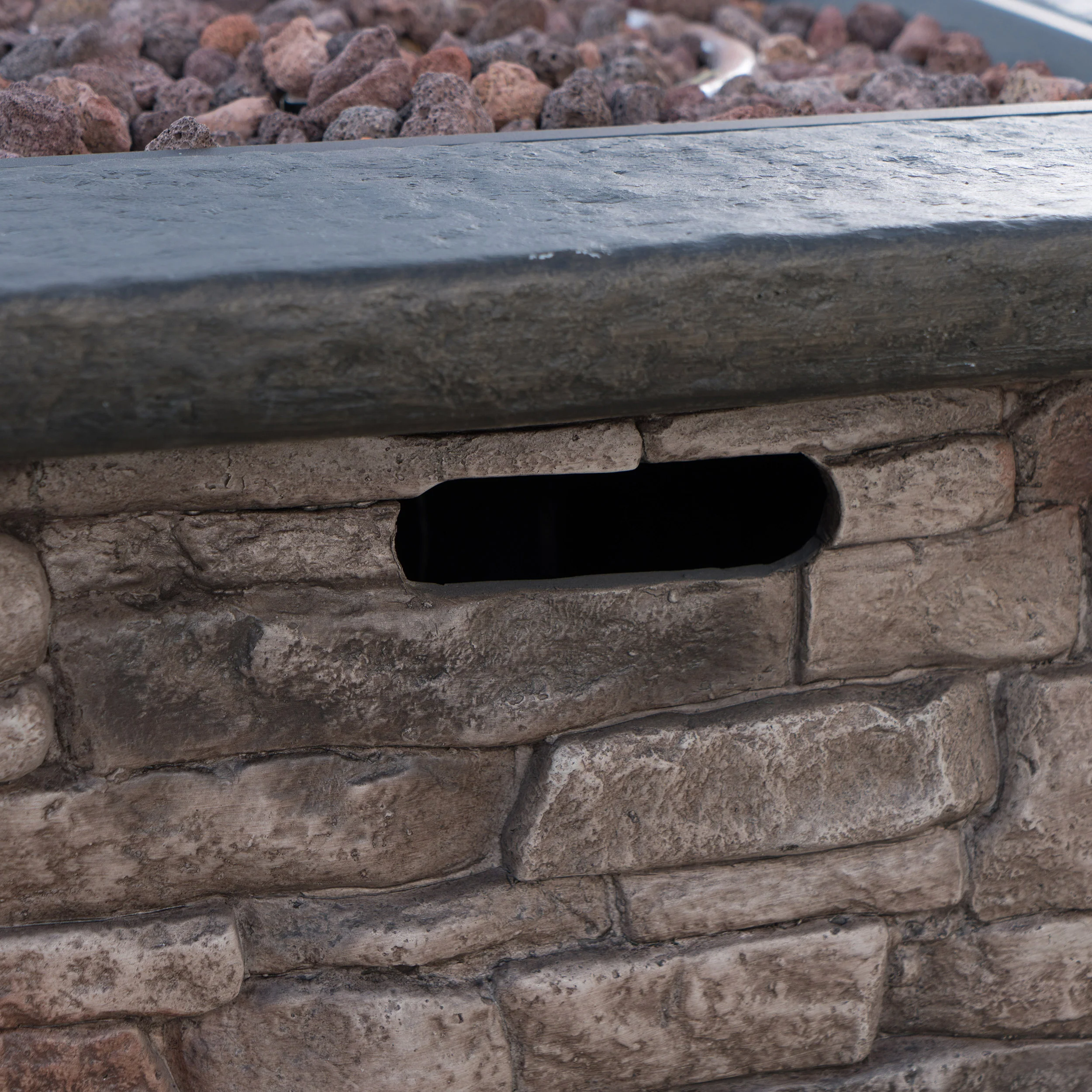 Stone Outdoor Natural Stone Finished Propane Fire Pit -- 40,000 BTU - furnishings