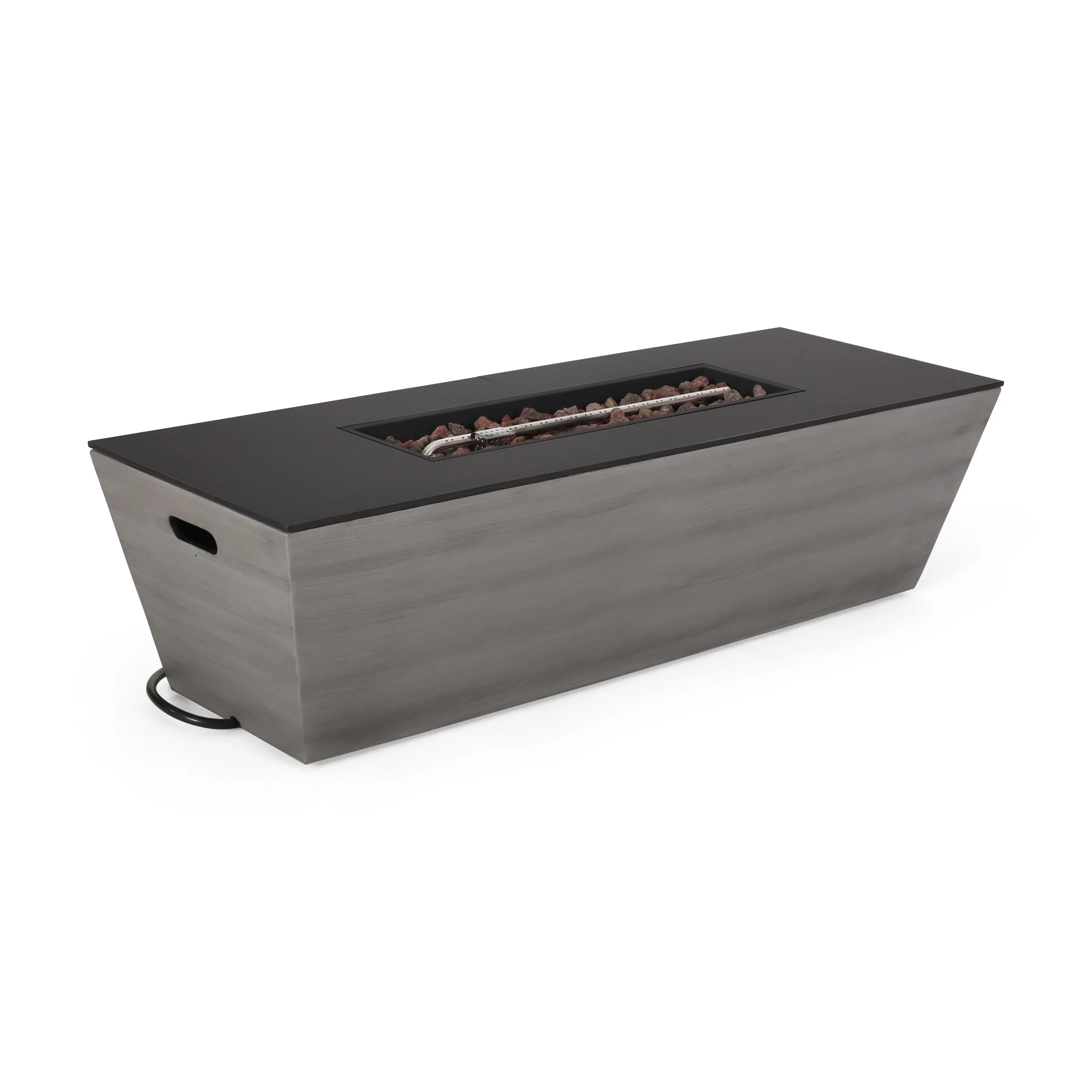 Harmon Outdoor 50,000 BTU Lightweight Concrete and Ceramic Rectangular Fire Pit (No Tank Holder), Dark Gray and Black - furnishings