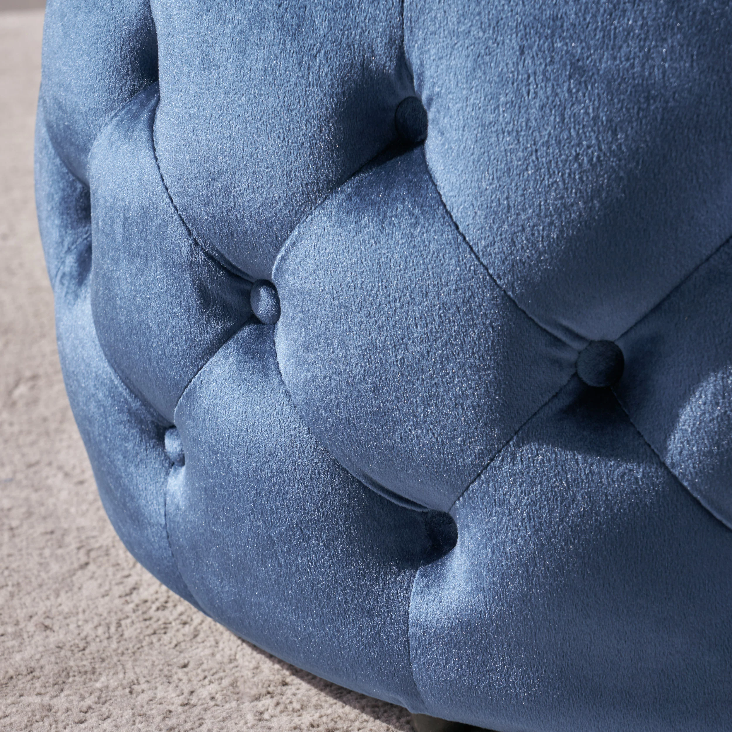 Ivy Glam Velvet and Tempered Glass Coffee Table Ottoman - furnishings