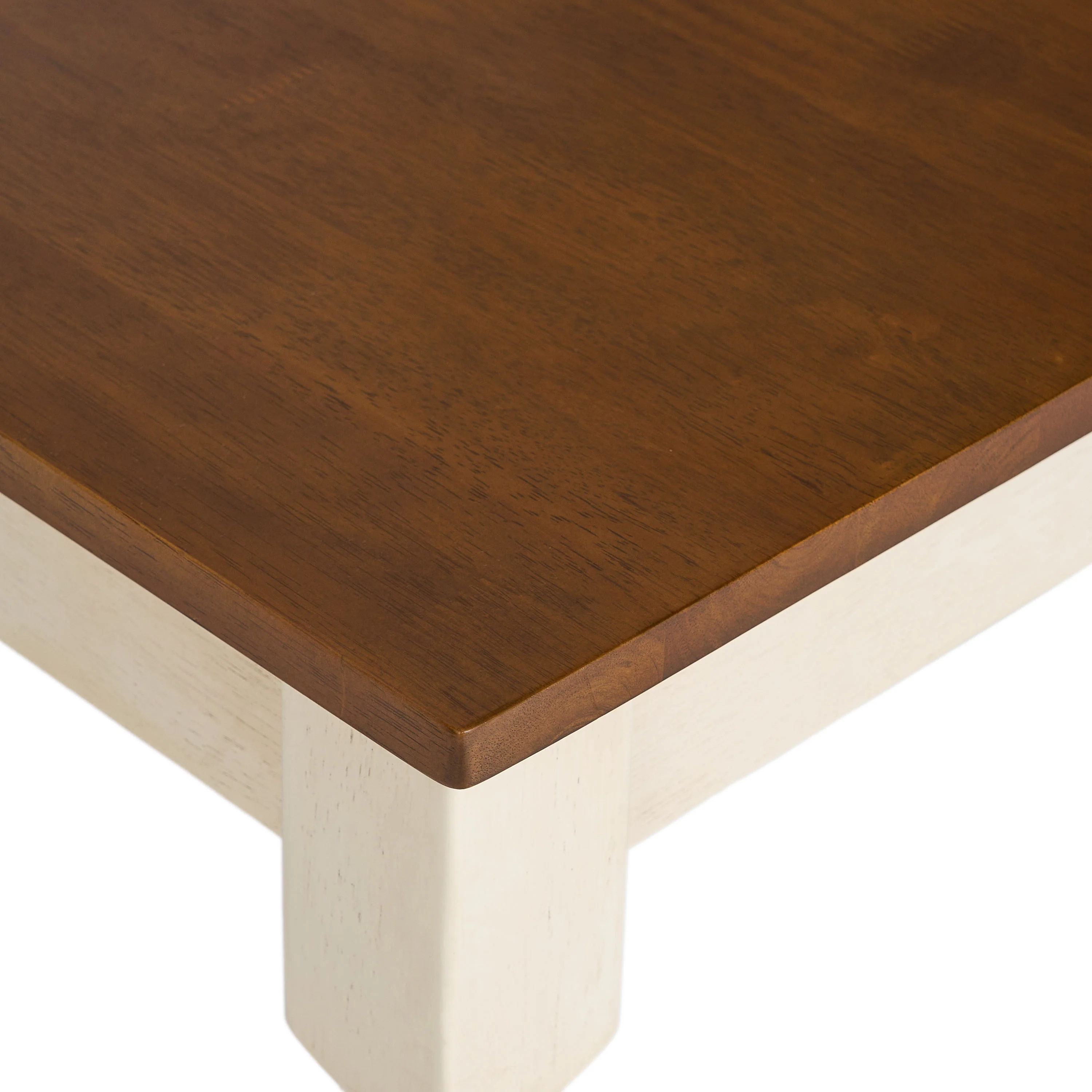 Broughton Rustic Wood Dining Table with Extendable Leaf, Dark Oak and Antique White - furnishings