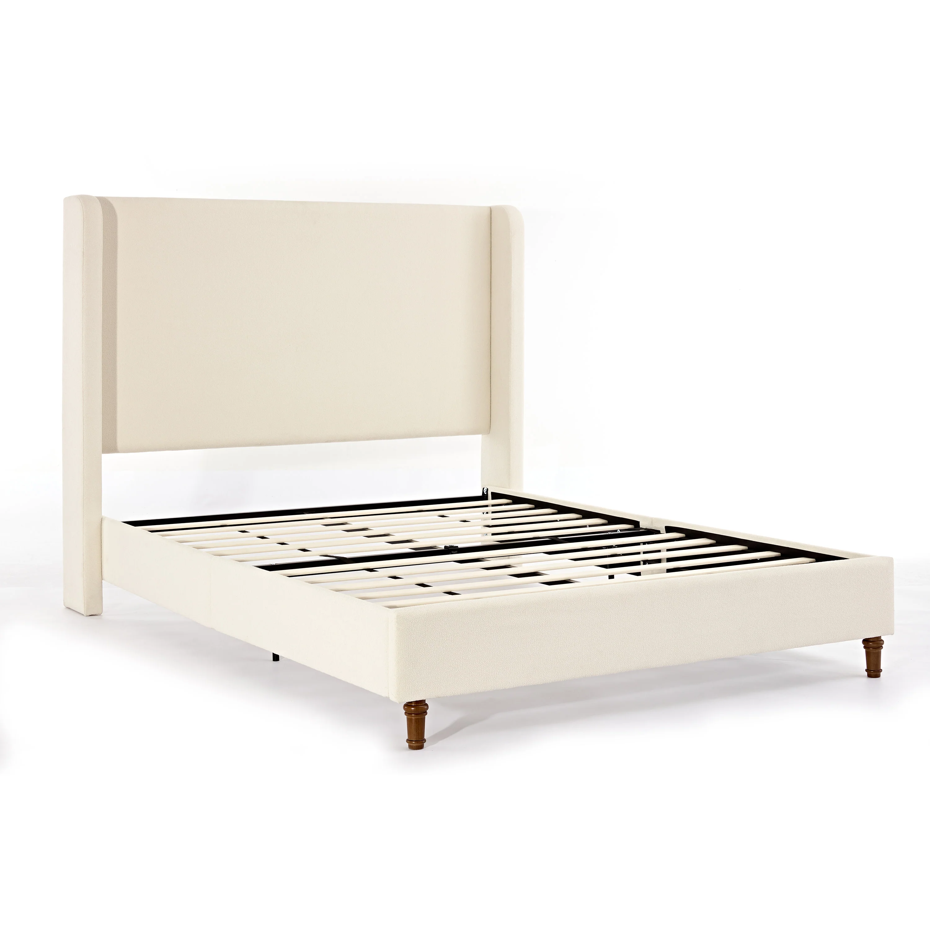 Bohdi Queen Indoor Upholstered Metal Tall Headboard Bed with Wingback - furnishings