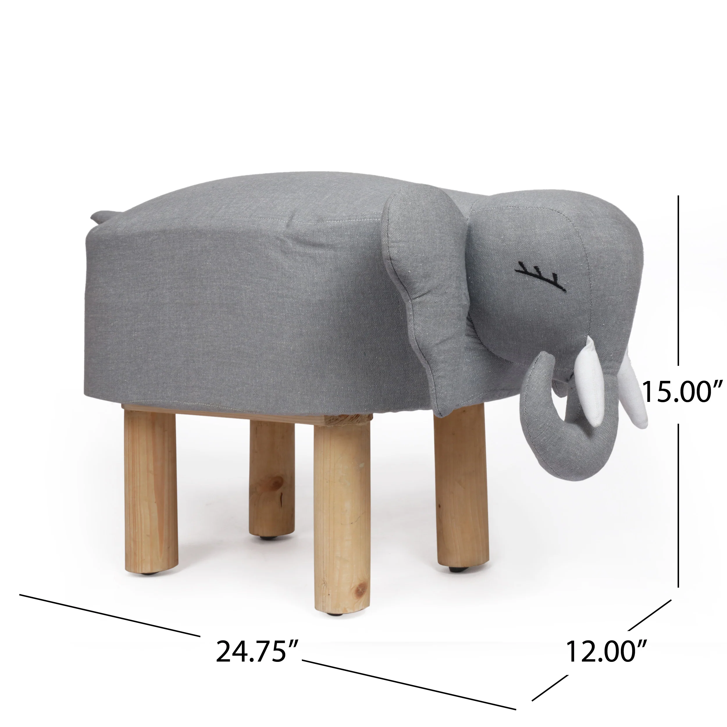 Yossef Contemporary Fabric Upholstered Elephant Ottoman - furnishings