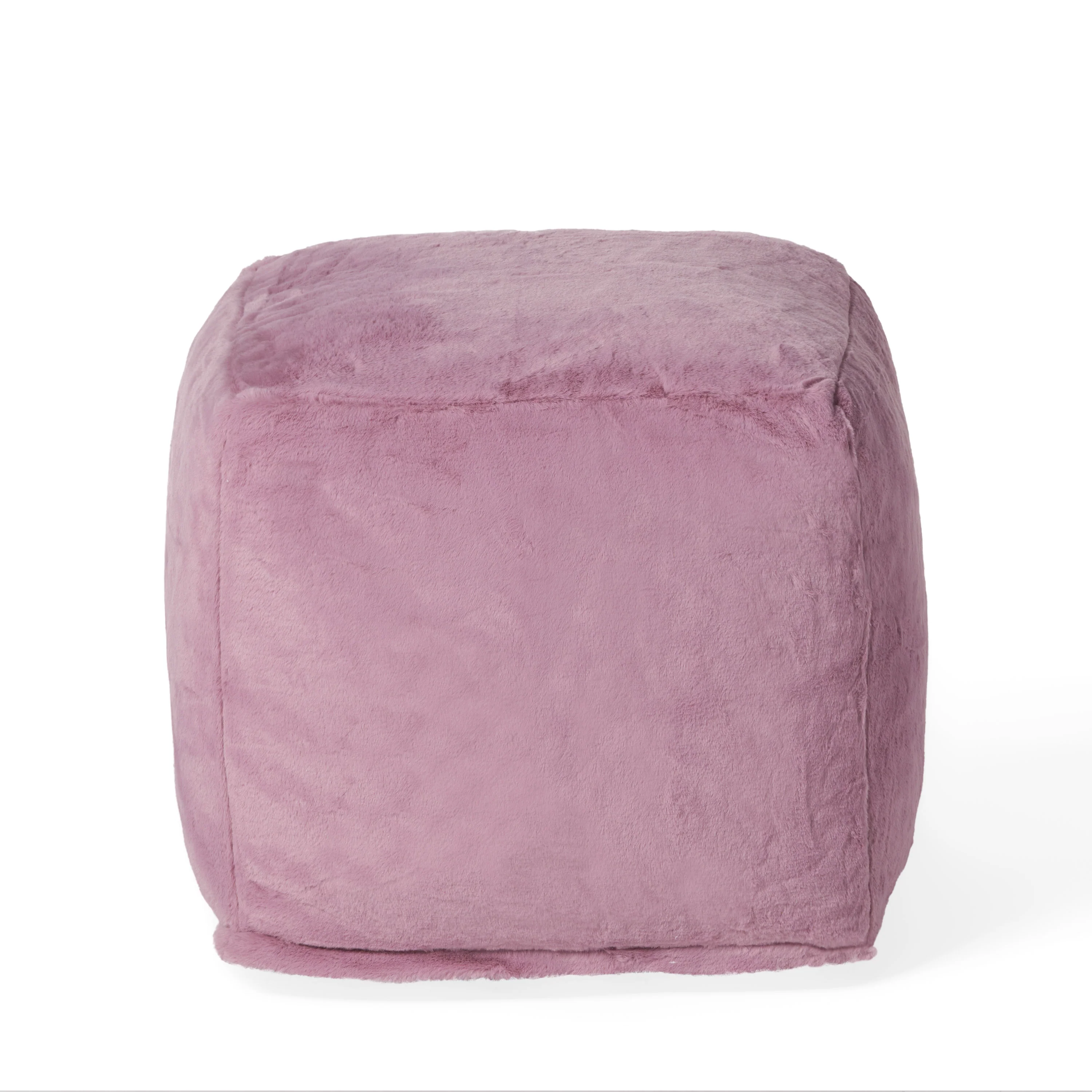 Pickerel Modern Glam Faux Fur Cube Pouf - furnishings