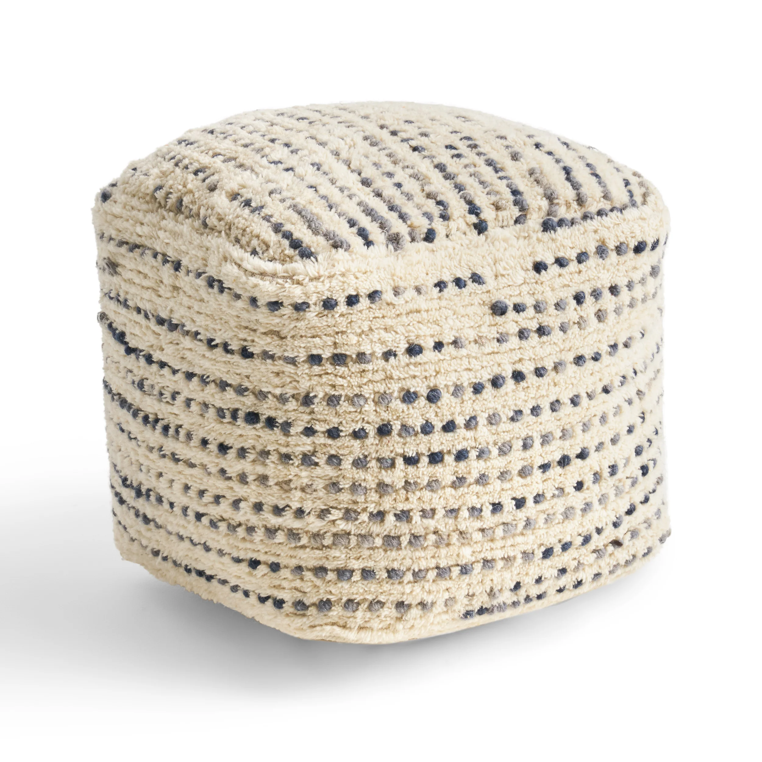 Ewelina Boho Wool and Cotton Ottoman Pouf - furnishings