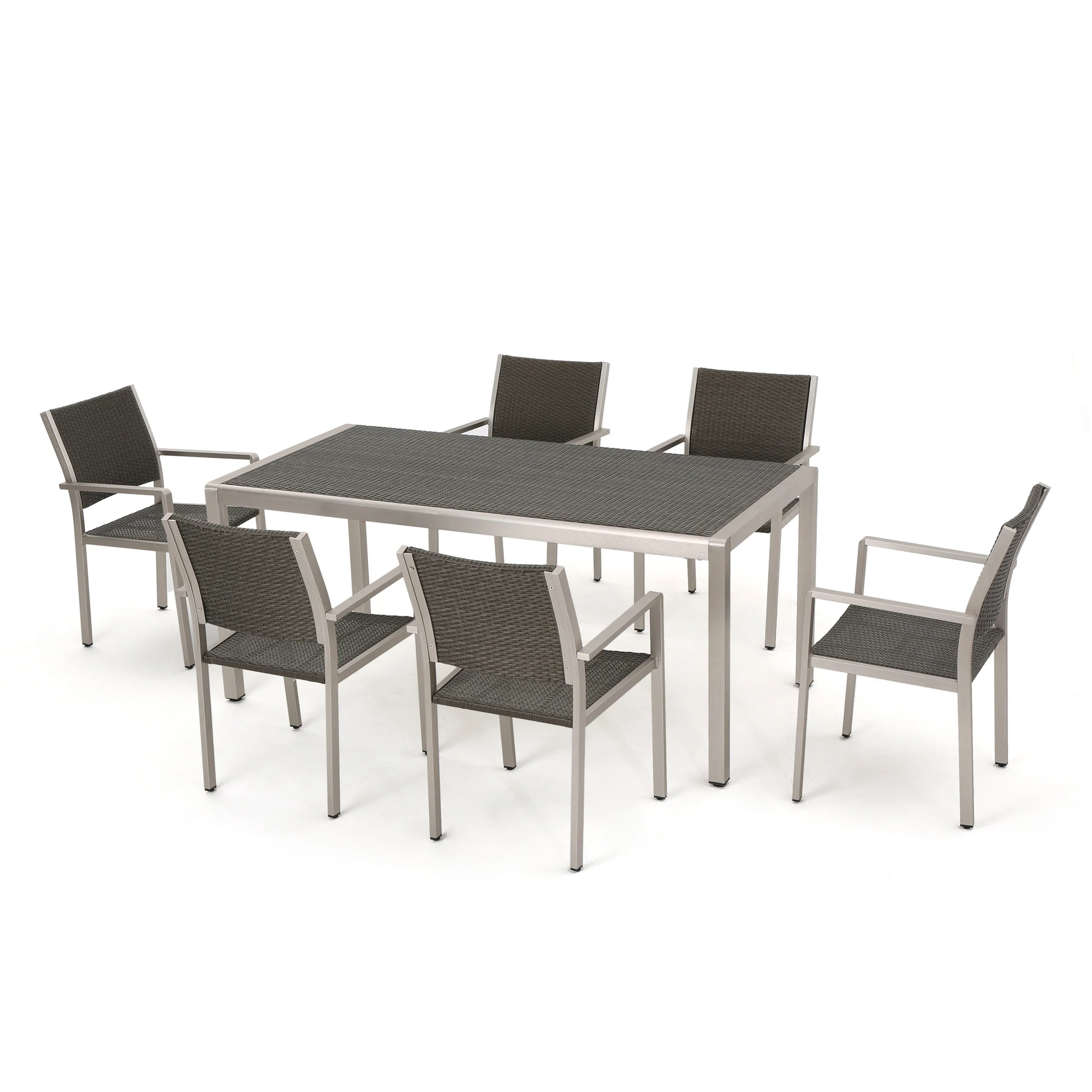 Coral Bay Outdoor 7Pc Aluminum Dining Set w/ Wicker Top - furnishings