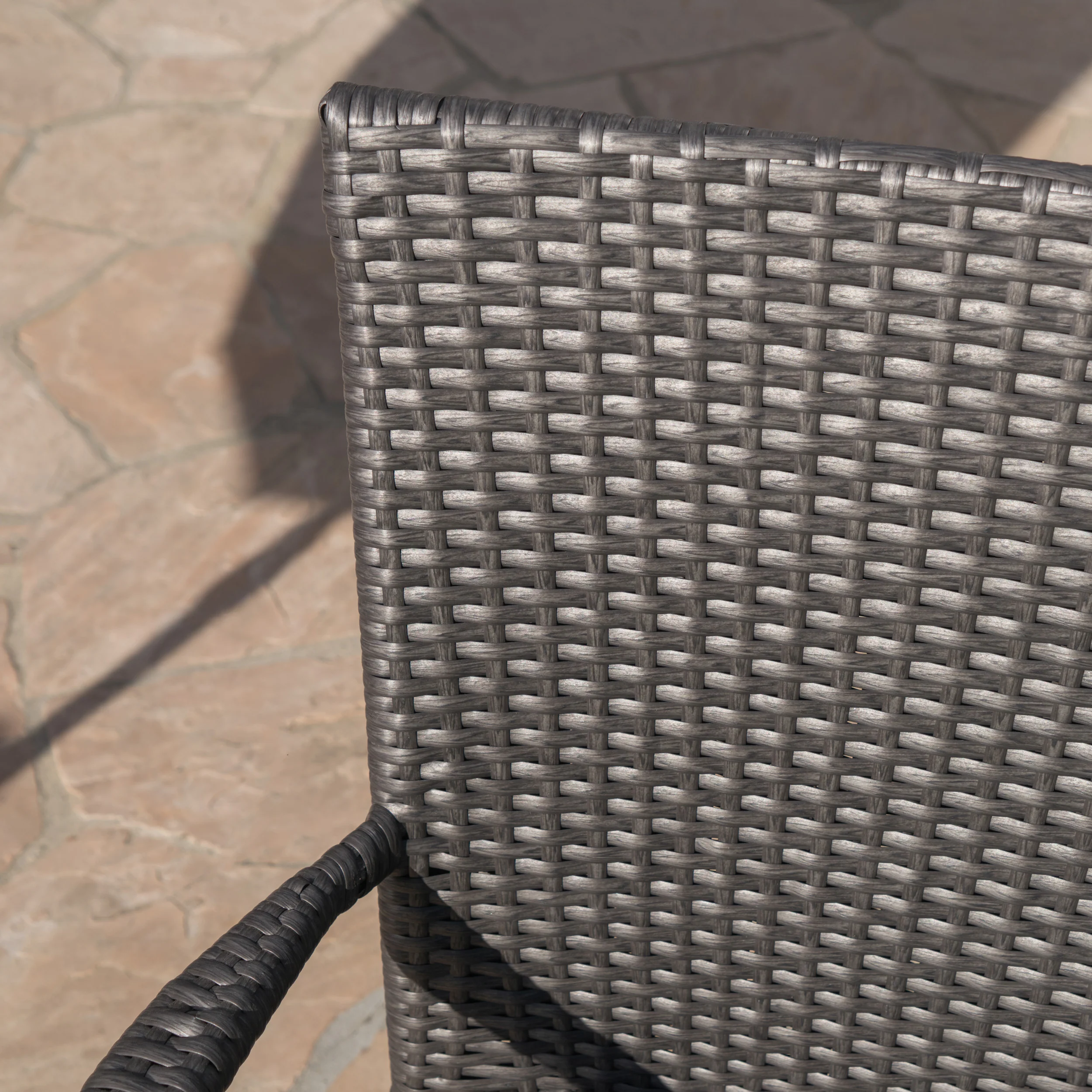 Luminous Outdoor 6 Piece Stacking Wicker Dining Set with Acacia Wood Table and Bench - furnishings