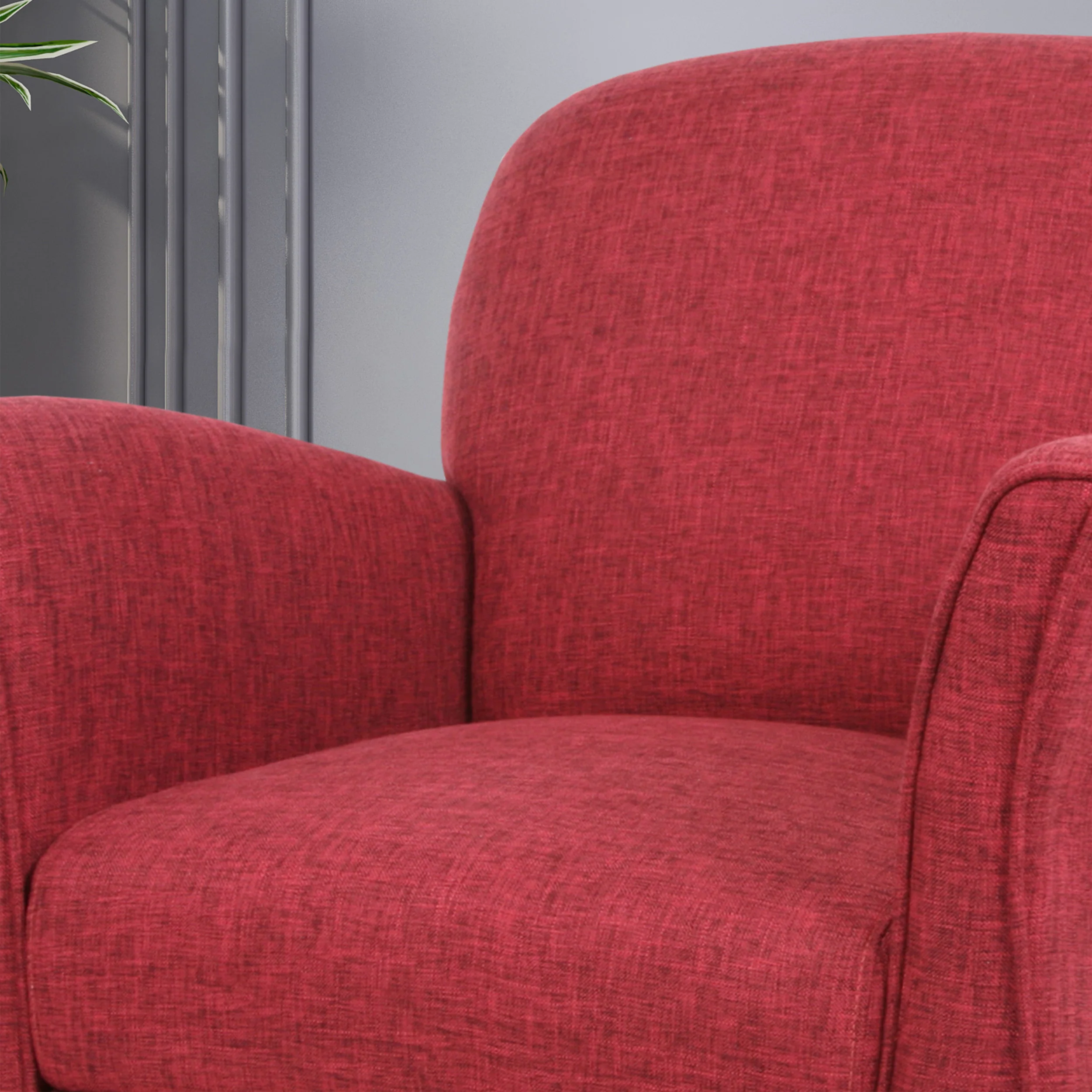 Crew Contemporary Upholstered Tweed Fabric Armchair with Piped Edges - furnishings