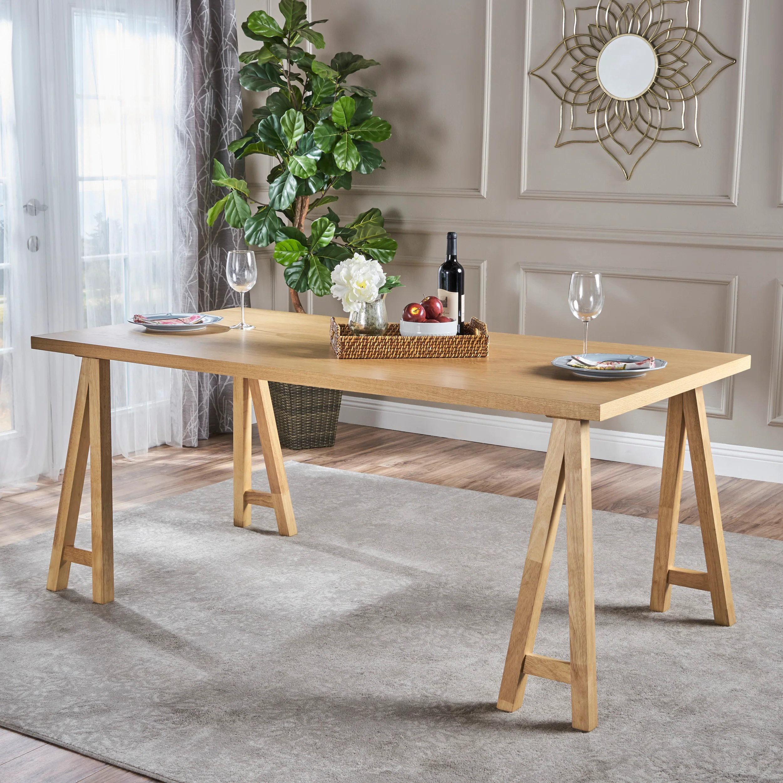 Sabrina Mid Century Modern Wood Dining Table - furnishings