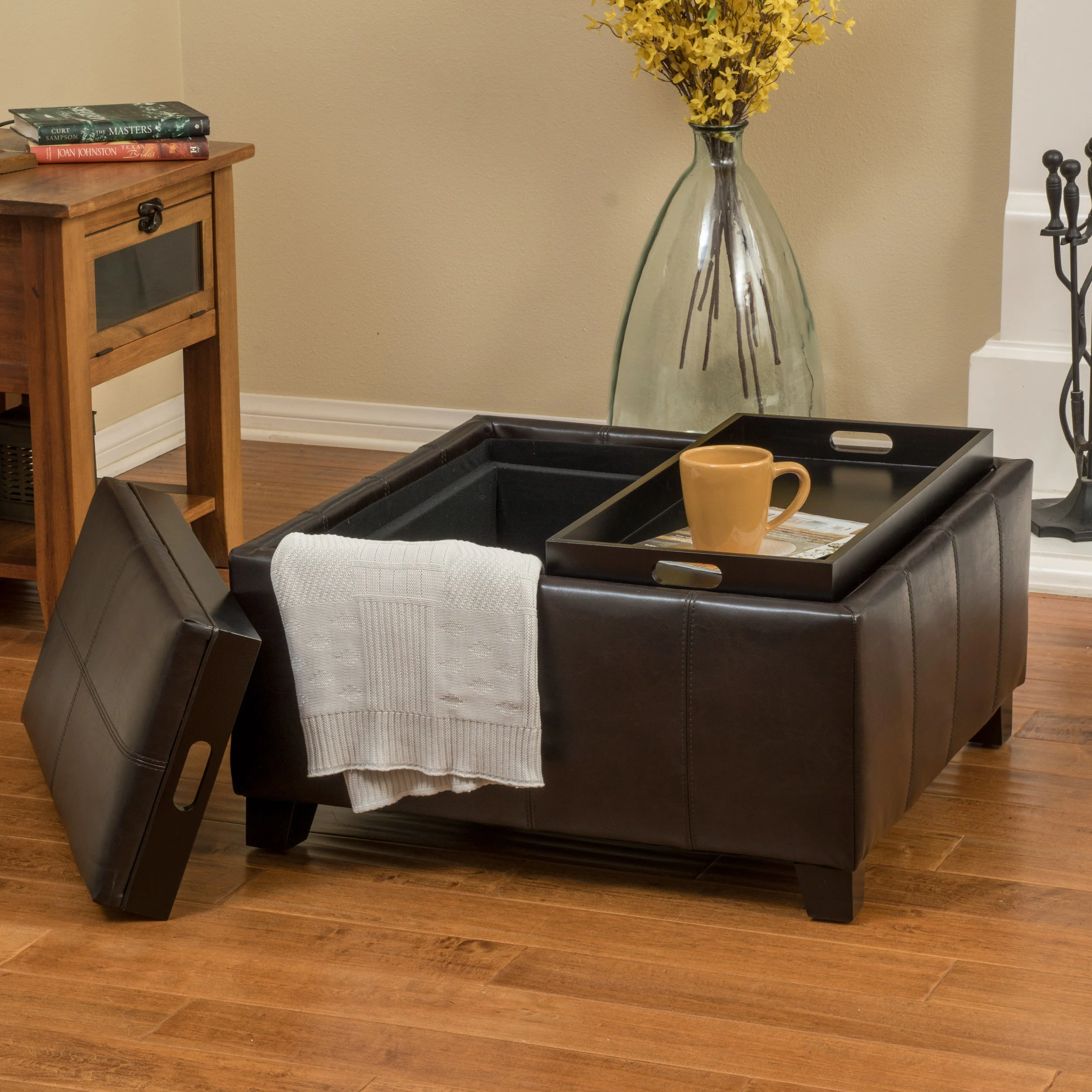 Mansfield Contemporary Tray Top Storage Ottoman - furnishings
