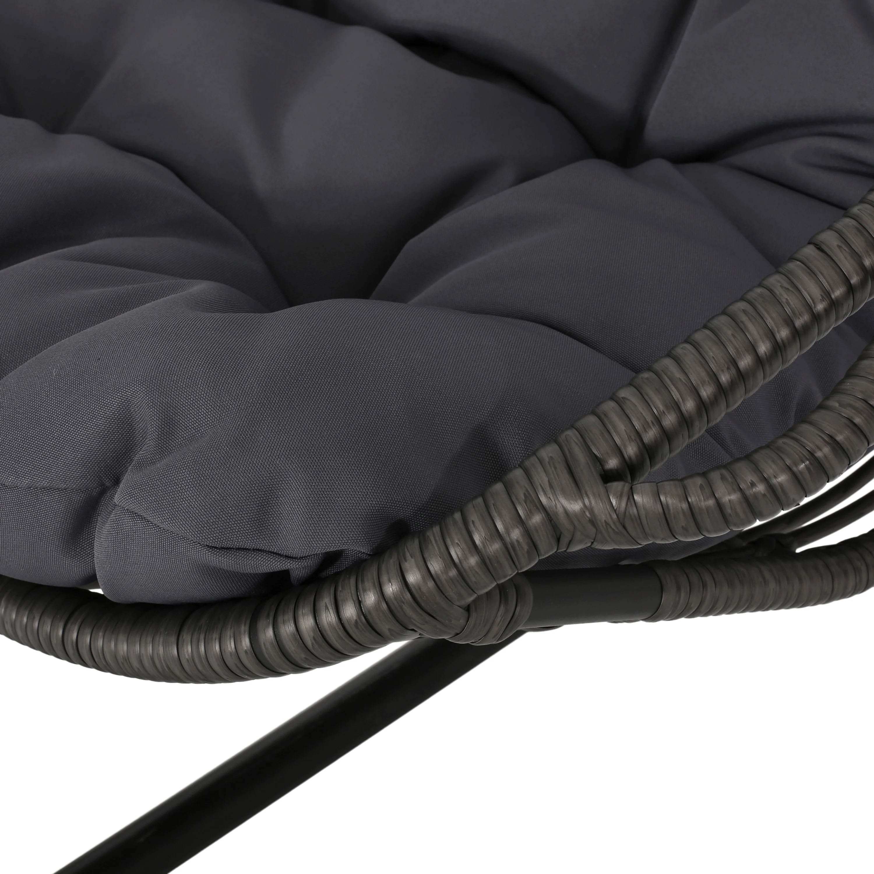 Perry Outdoor Wicker Hanging Basket Chair with Cushions - furnishings