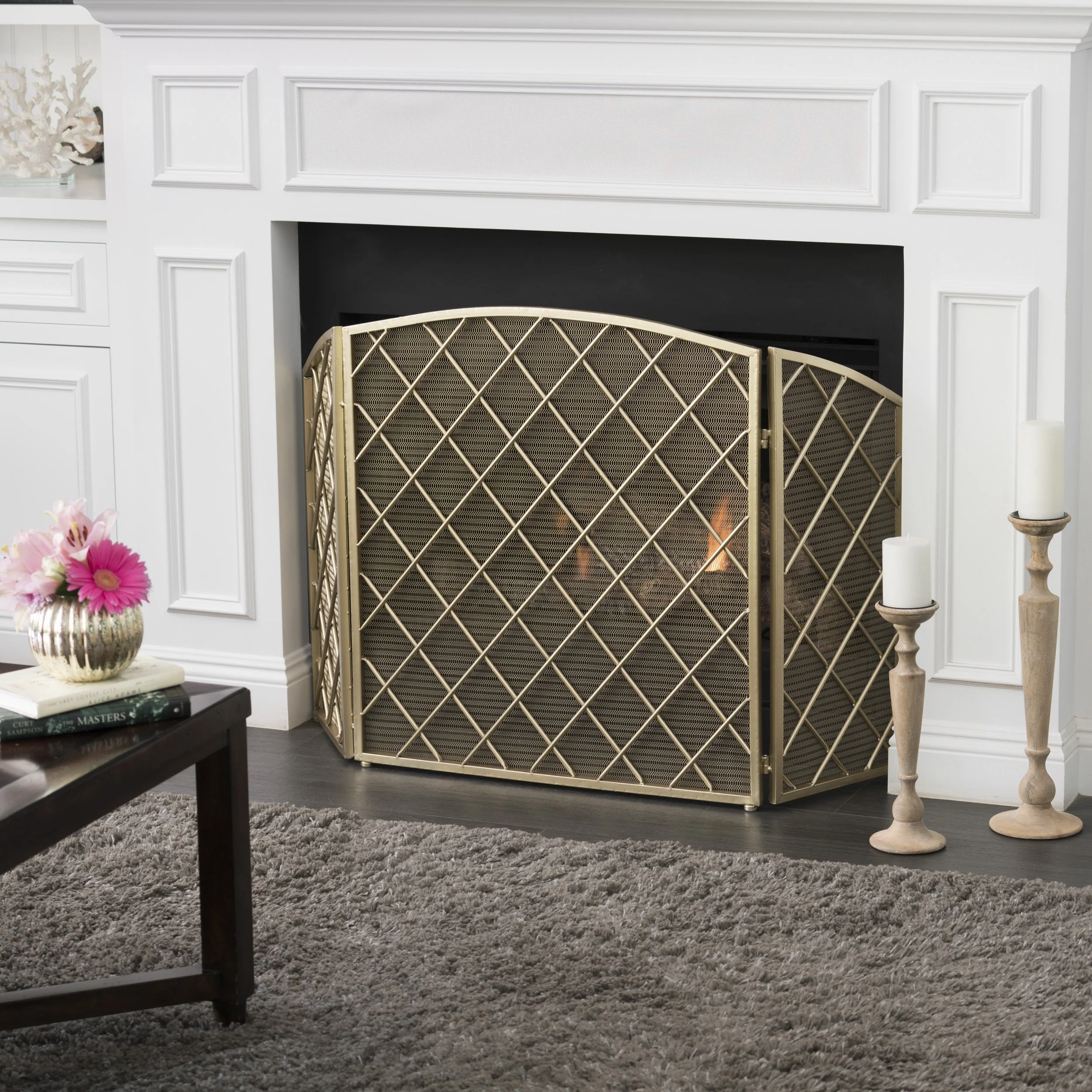 Angella 3 Panelled Iron Fireplace Screen - furnishings