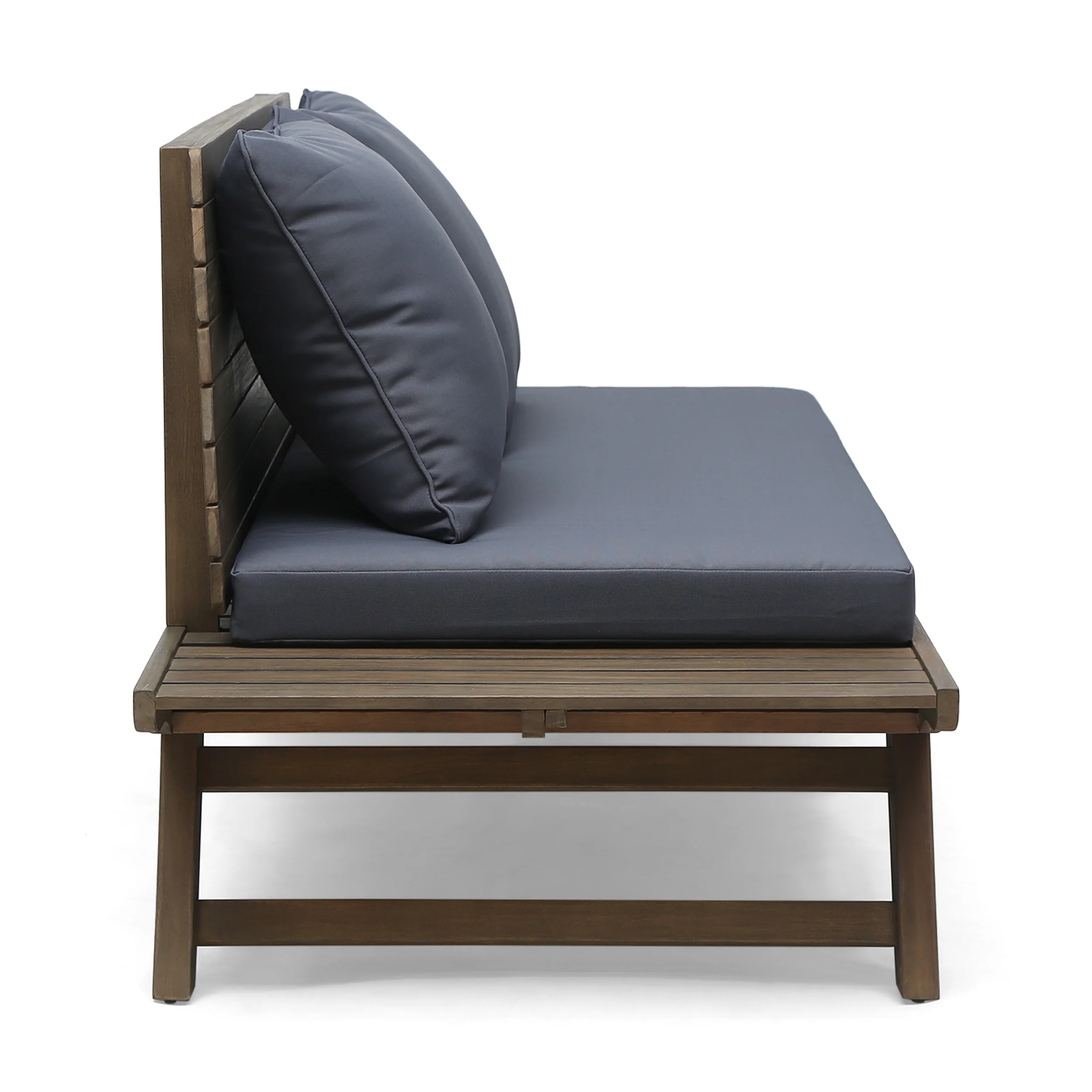 Kailee Outdoor Wooden Loveseat with Cushions, Dark Gray and Gray Finish - furnishings