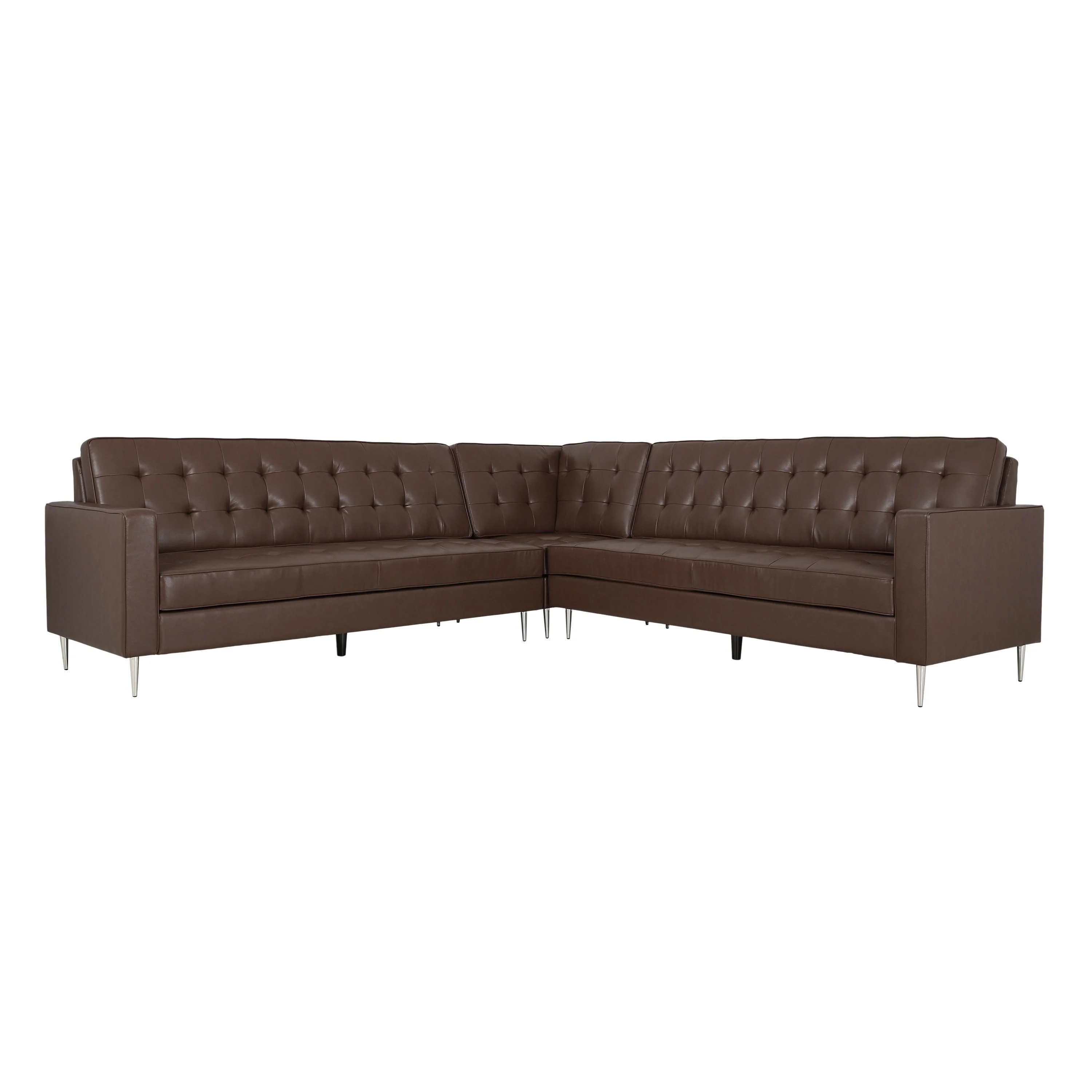 Goliath Contemporary Faux Leather Tufted 5 Seater Sectional Sofa Set - furnishings
