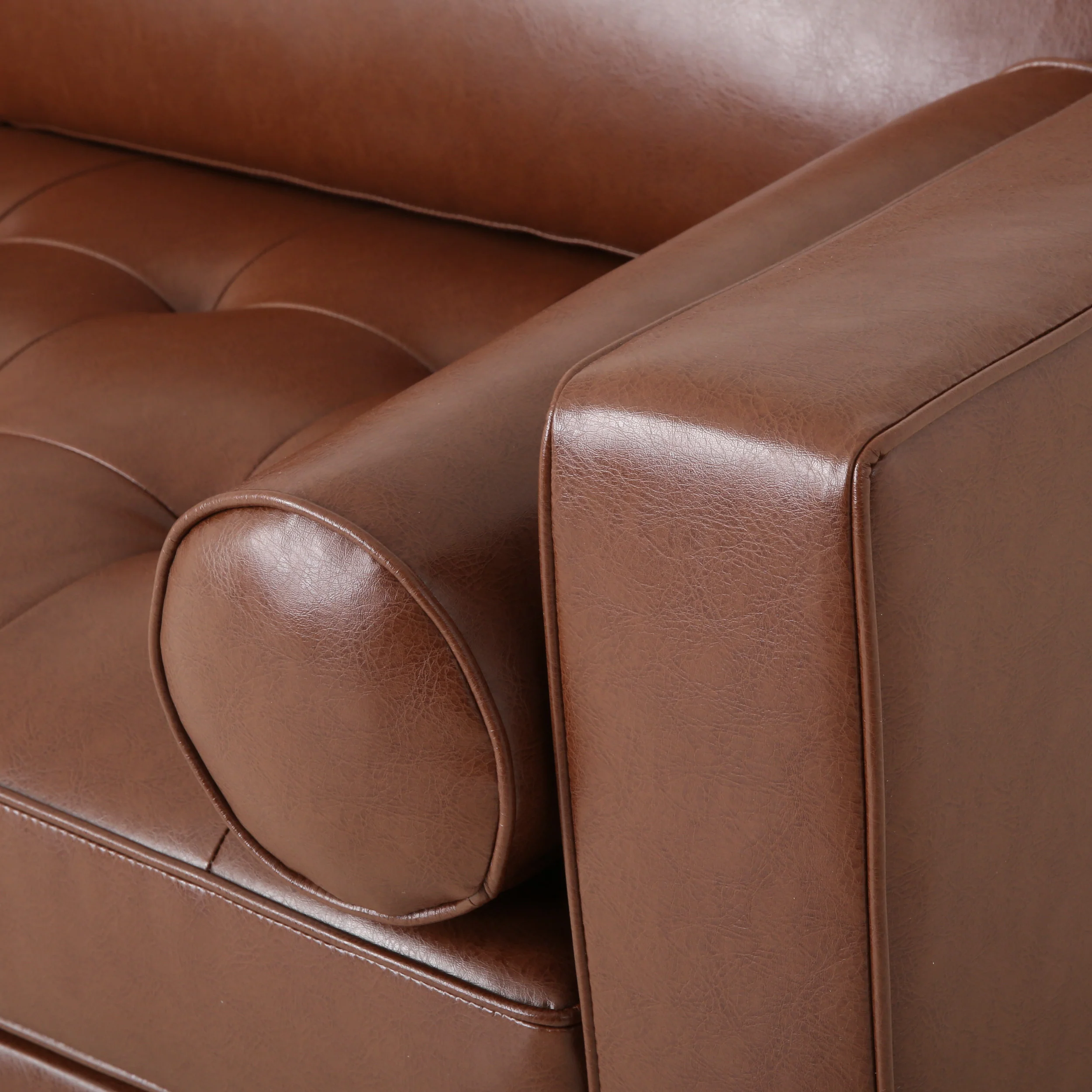 Hixon Contemporary Faux Leather Tufted 3 Piece Sofa and Club Chair Set - furnishings