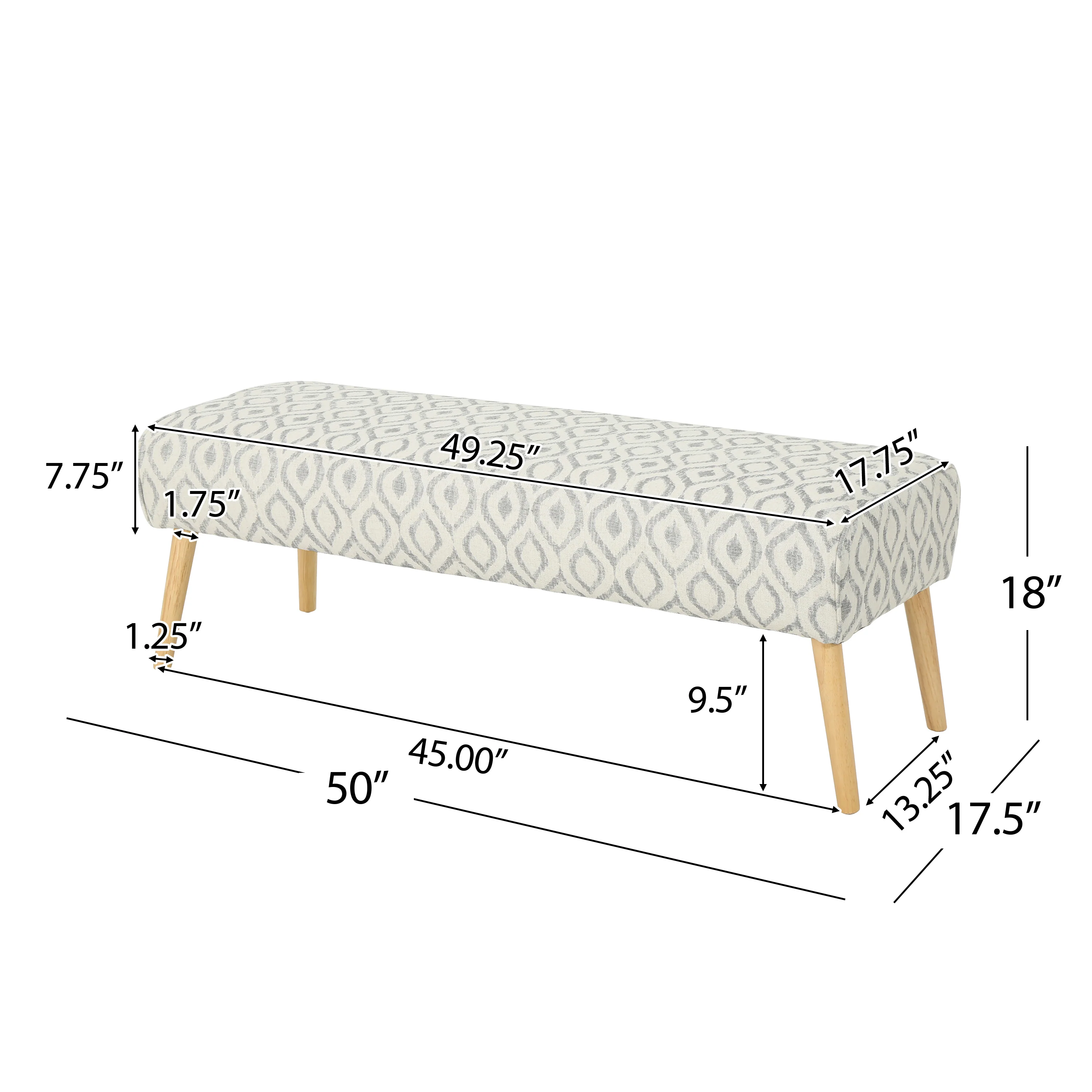Petty Boho Fabric Bench - furnishings