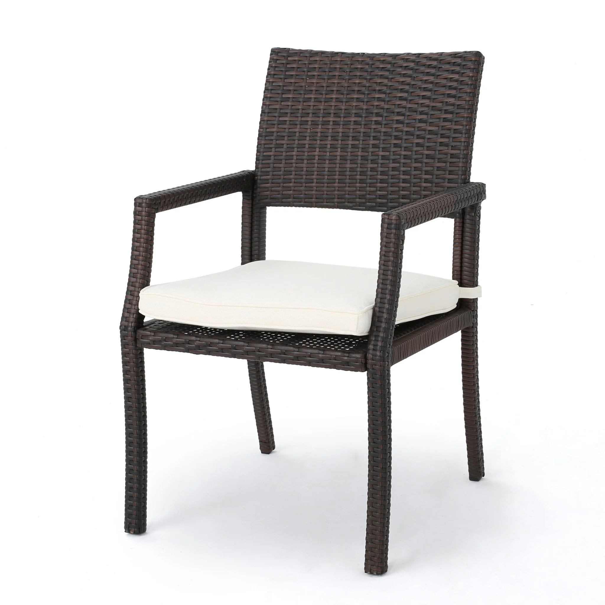 Edene Outdoor 5 Piece Multibrown Wicker Rectangular Dining Set - furnishings