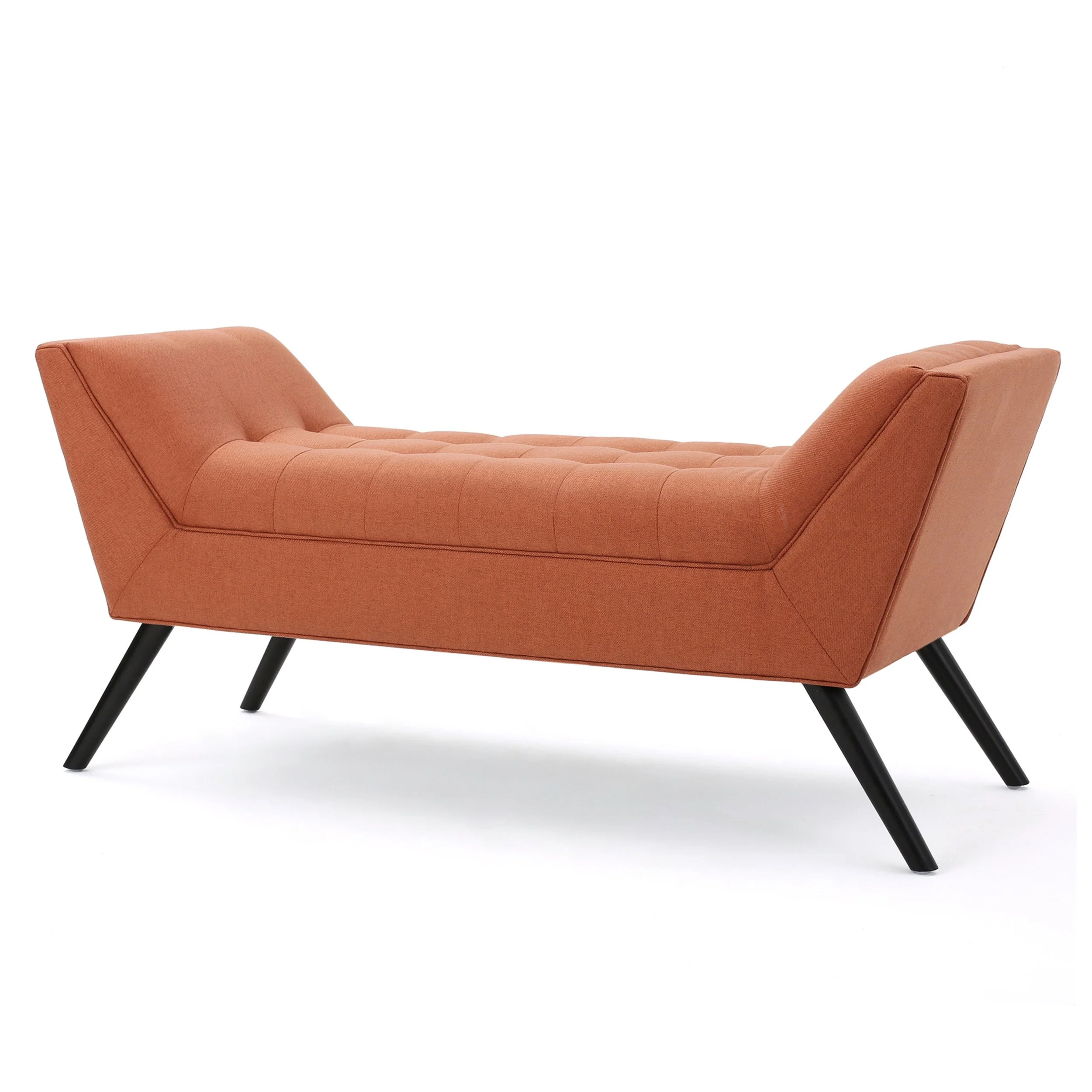 Madrid Mid-Century Modern Tufted Fabric Ottoman Bench with Tapered Legs - furnishings