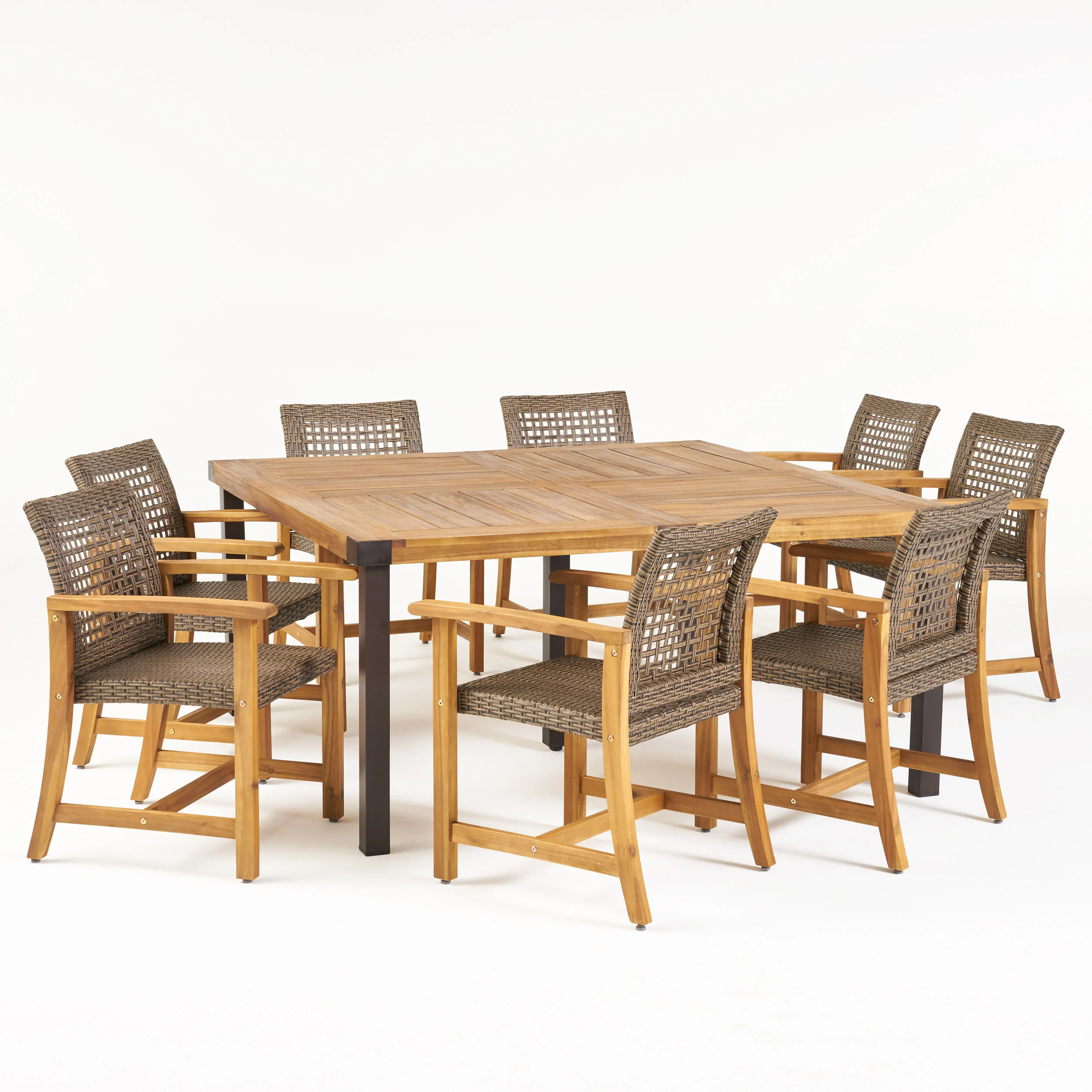 Loralynn Outdoor 8 Seater Acacia Wood Dining Set - furnishings