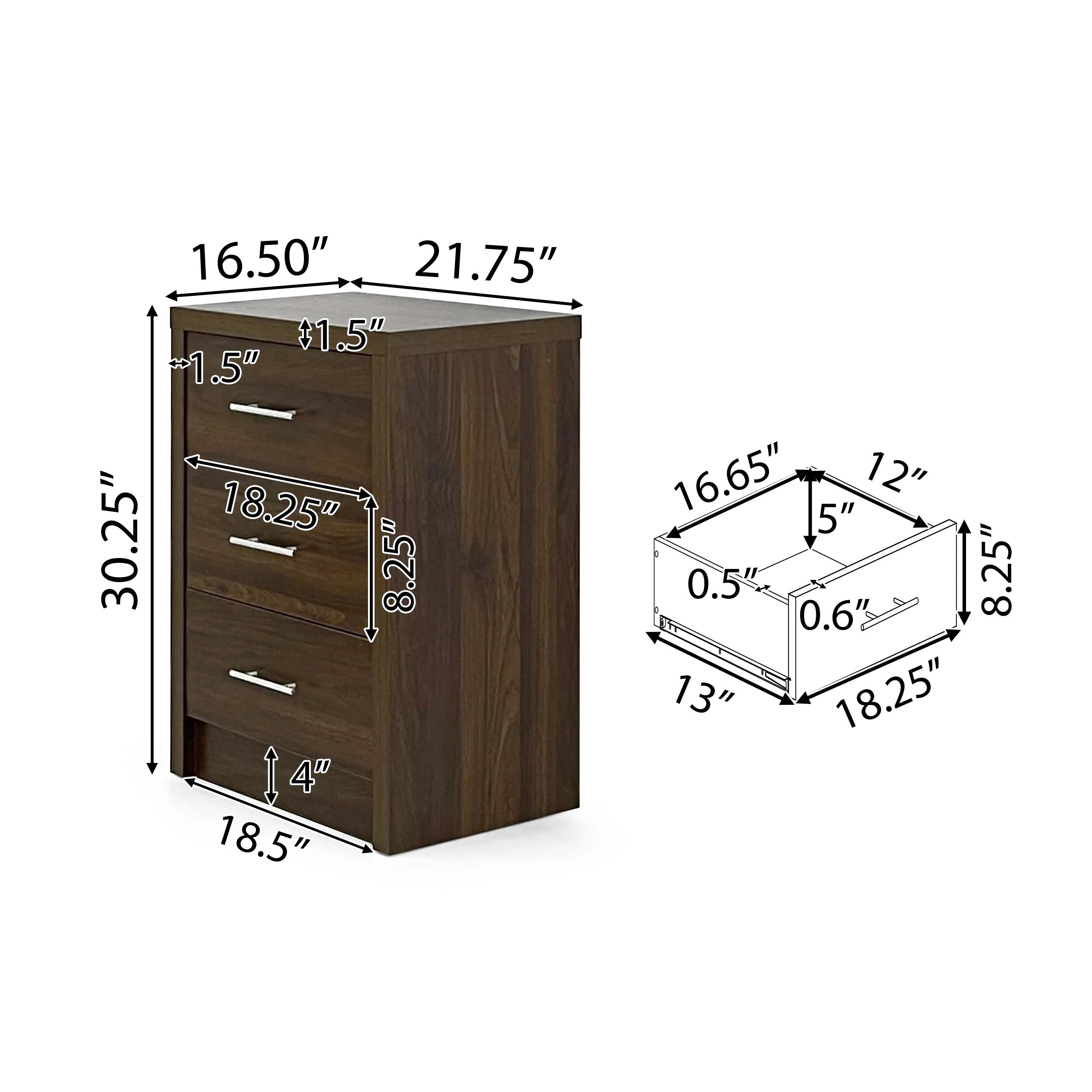 Marlette Modern Faux Wood 3 Drawer Chest - furnishings
