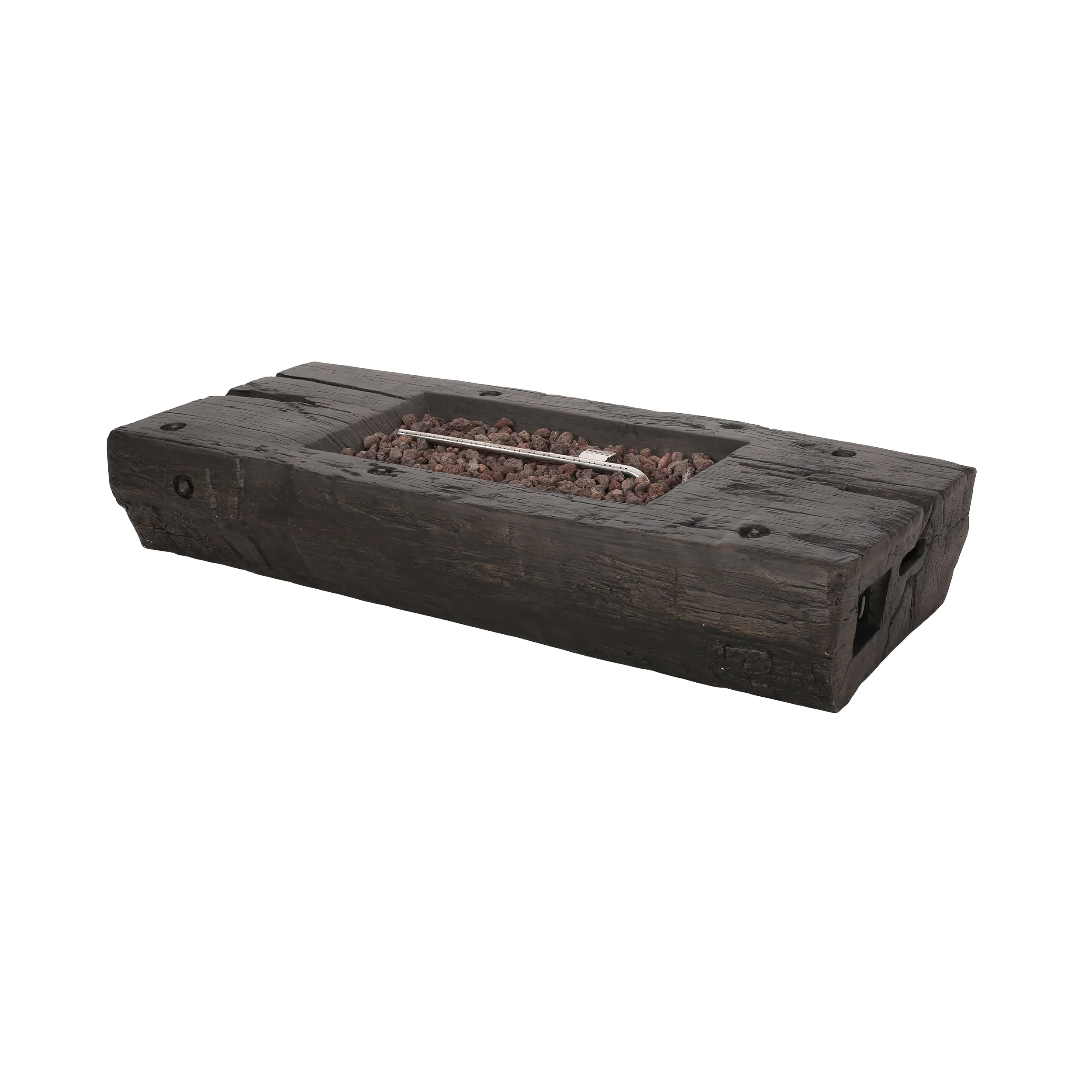 Carolina Outdoor 40,000 BTU Lightweight Concrete Wood Finish Fire Pit (No Tank Holder), Brown - furnishings