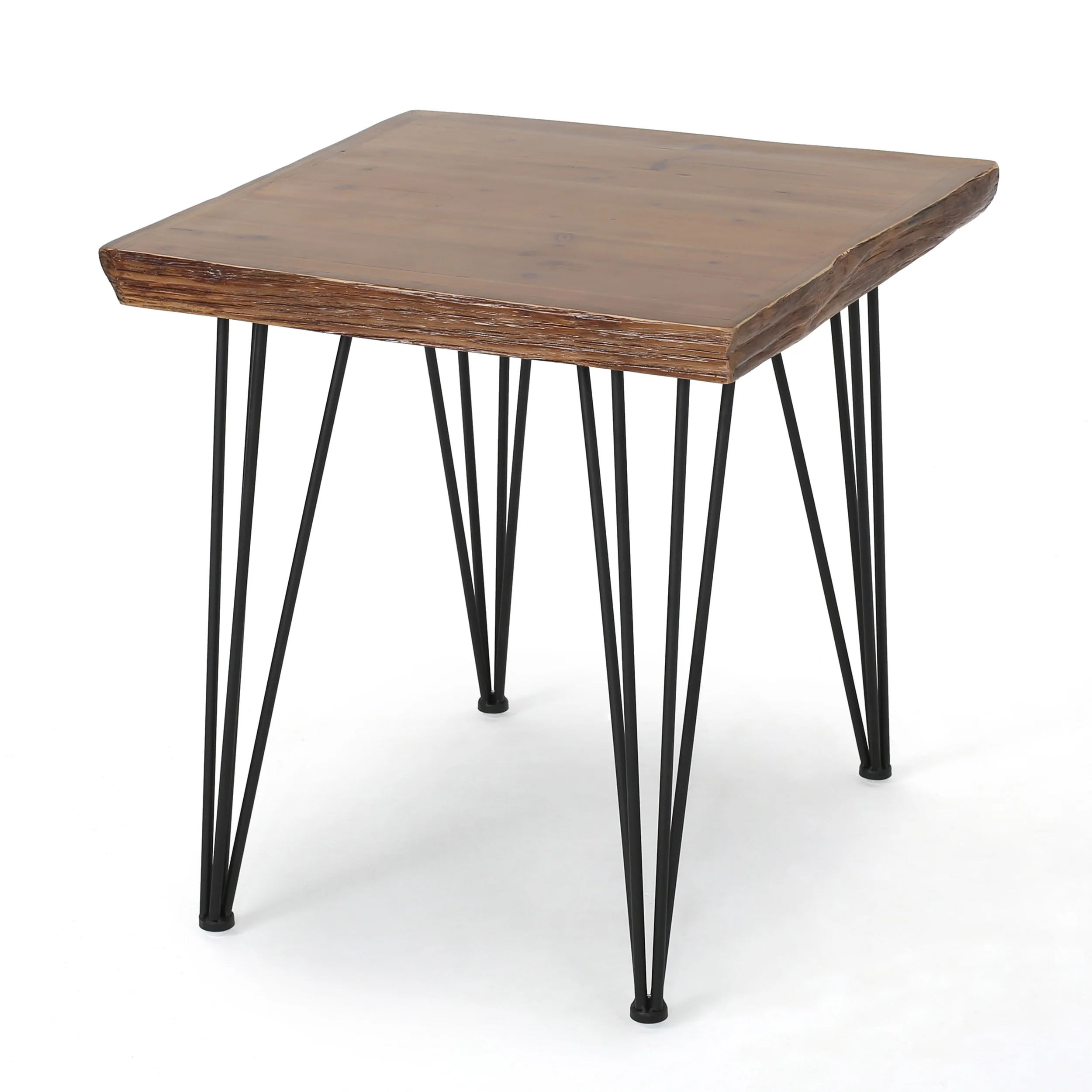 Kaia Modern Industrial Faux Live Edge Square Dining Table, Natural and Black - furnishings