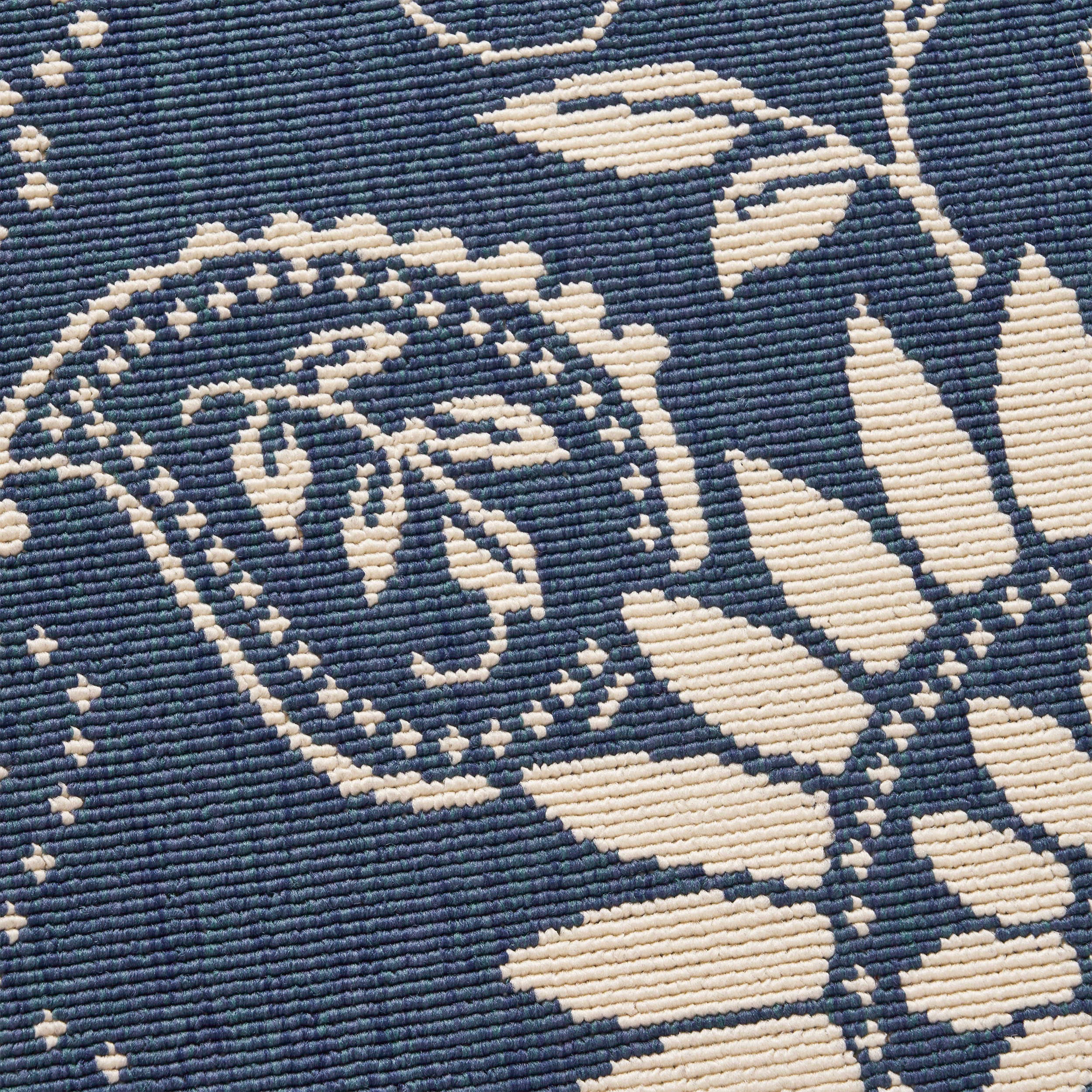 Bubles Outdoor Botanical Area Rug, Blue and Ivory - furnishings