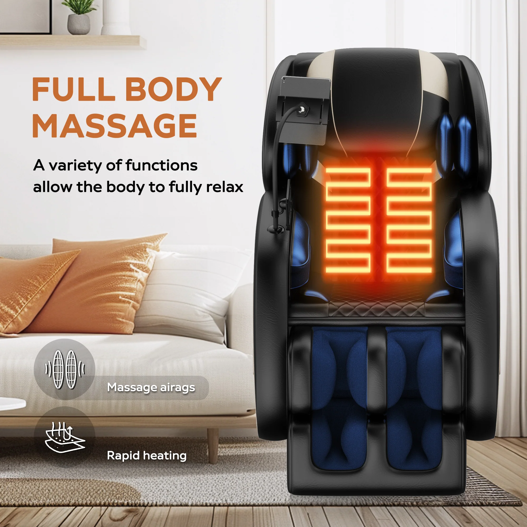 2024 Zero Gravity Full Body Massage Chair with Air Pressure, Heating, and Foot Relaxation - furnishings
