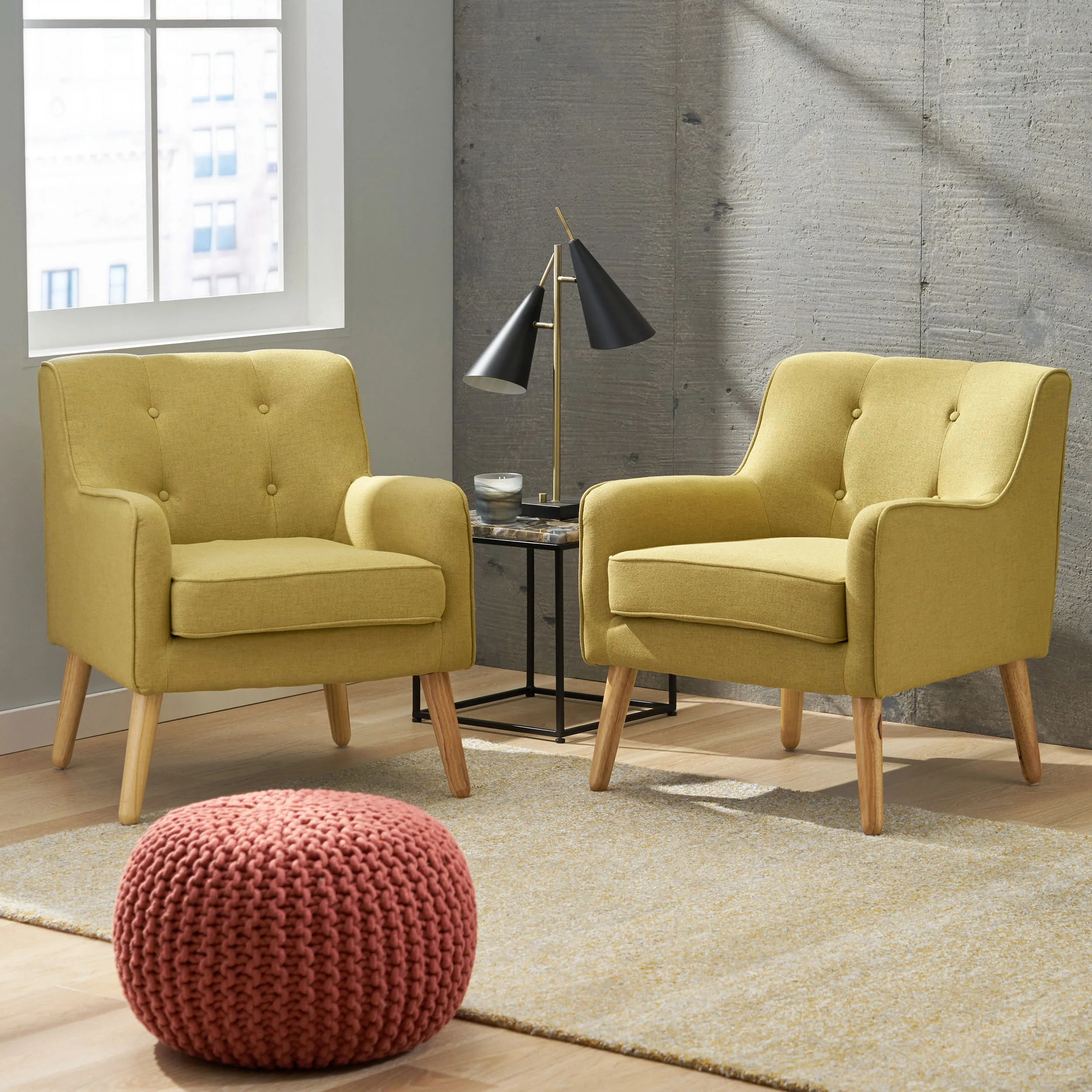 Fontinella Mid Century Tufted Back Fabric Arm Chair - furnishings