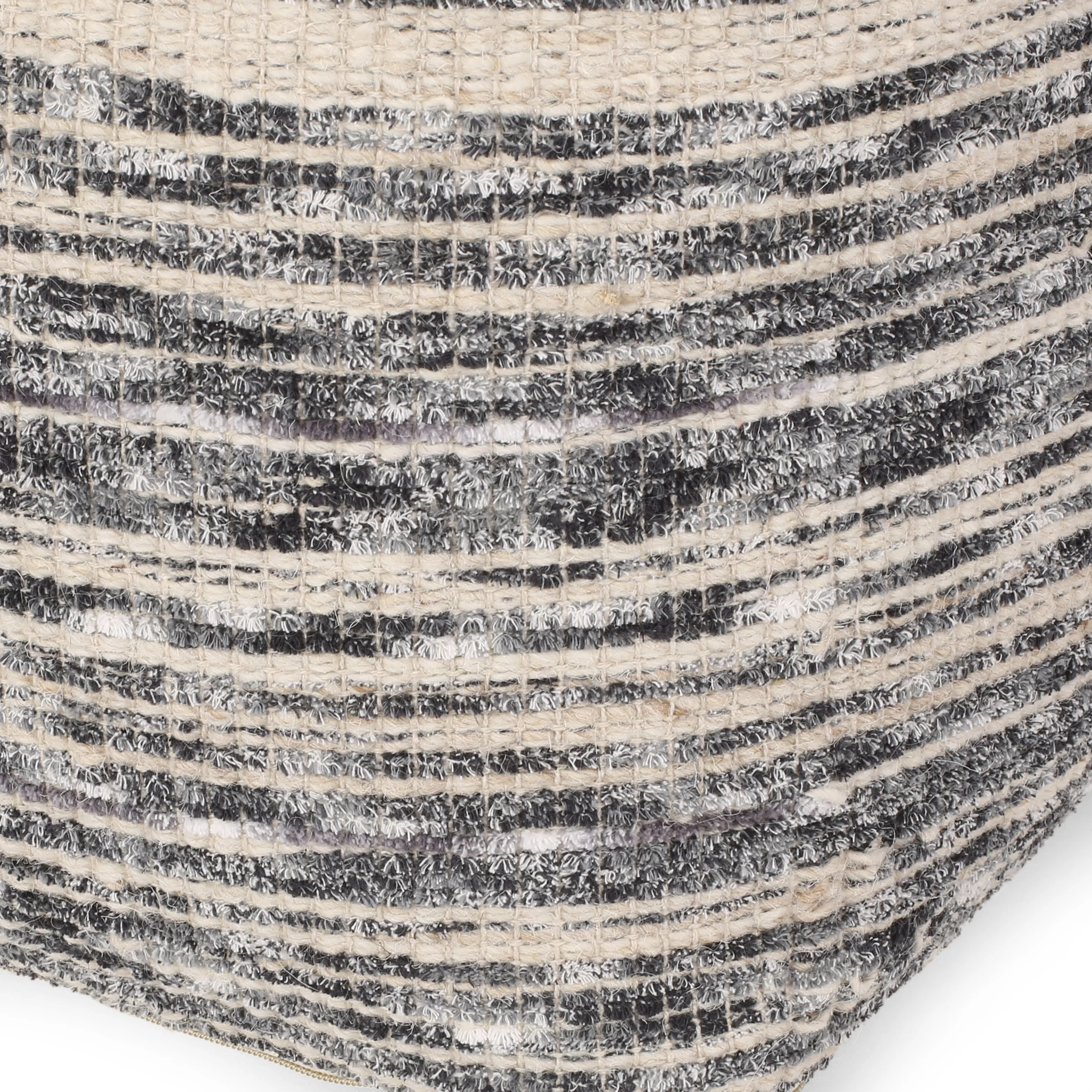Ricketson Lazenby Boho Handcrafted Fabric Cube Pouf, Ivory, Gray, and Black - furnishings