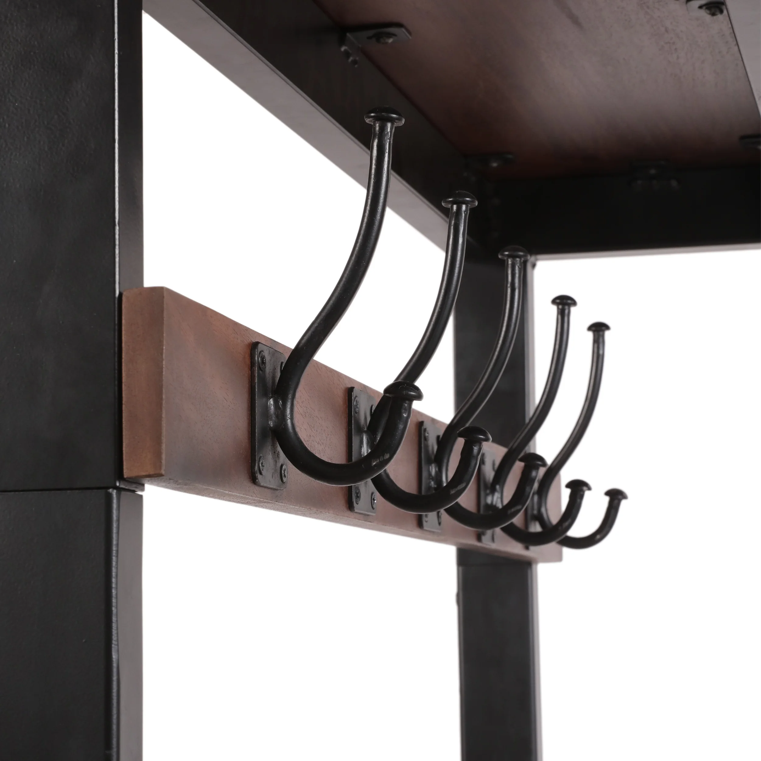Chafin Willards Modern Industrial Handcrafted Mango Wood Coat Rack with Bench, Cafe Brown and Black - furnishings