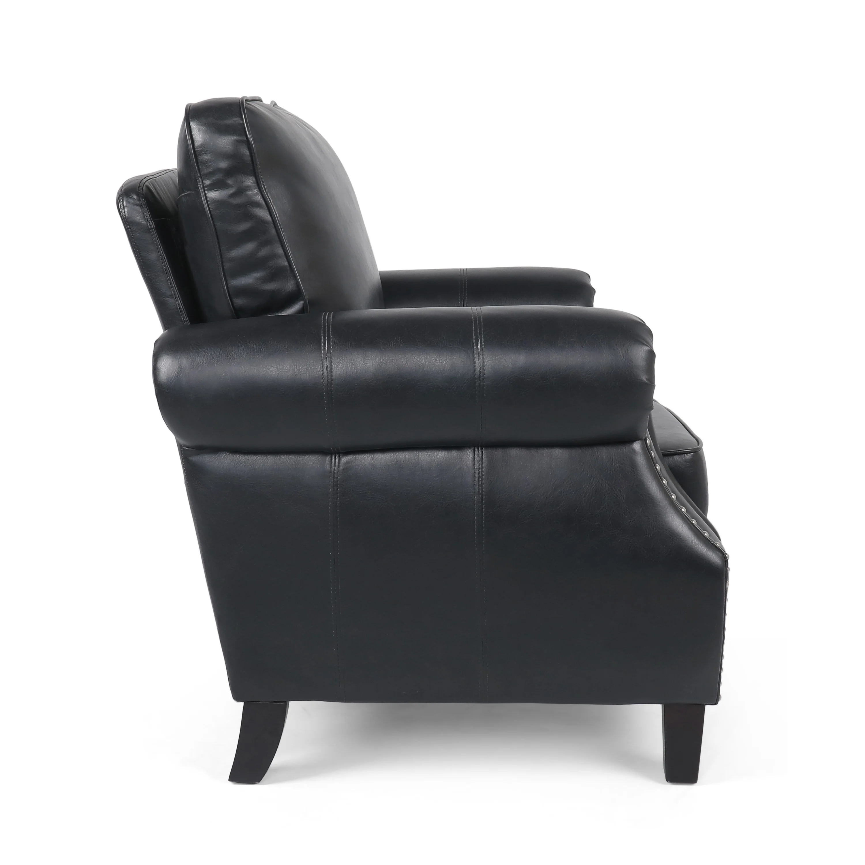 Burkehaven Contemporary Faux Leather Club Chair with Nailhead Trim - furnishings