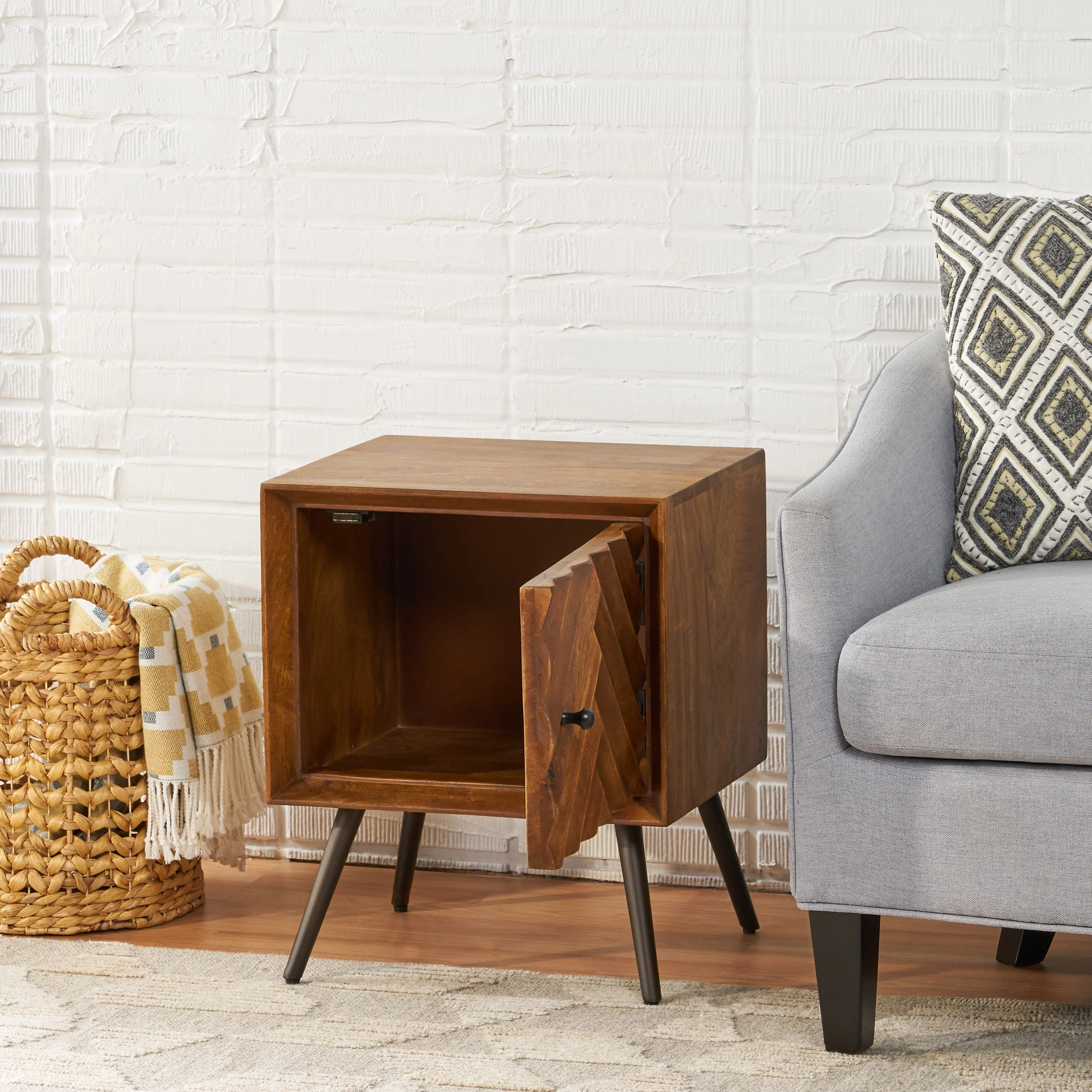 Riha Mid-Century Modern Mango Wood Cabinet - furnishings