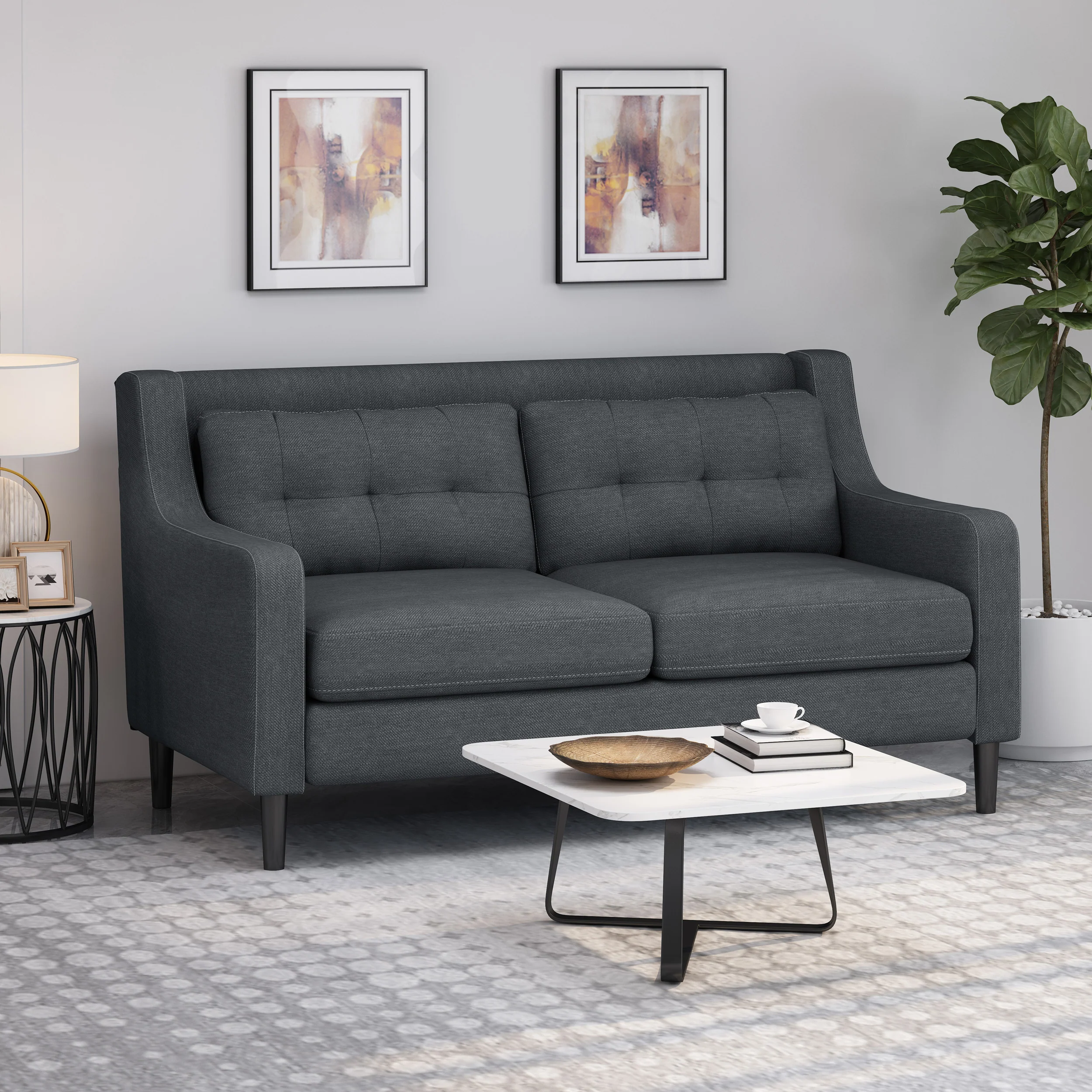 Anaysha Contemporary Fabric Loveseat - furnishings