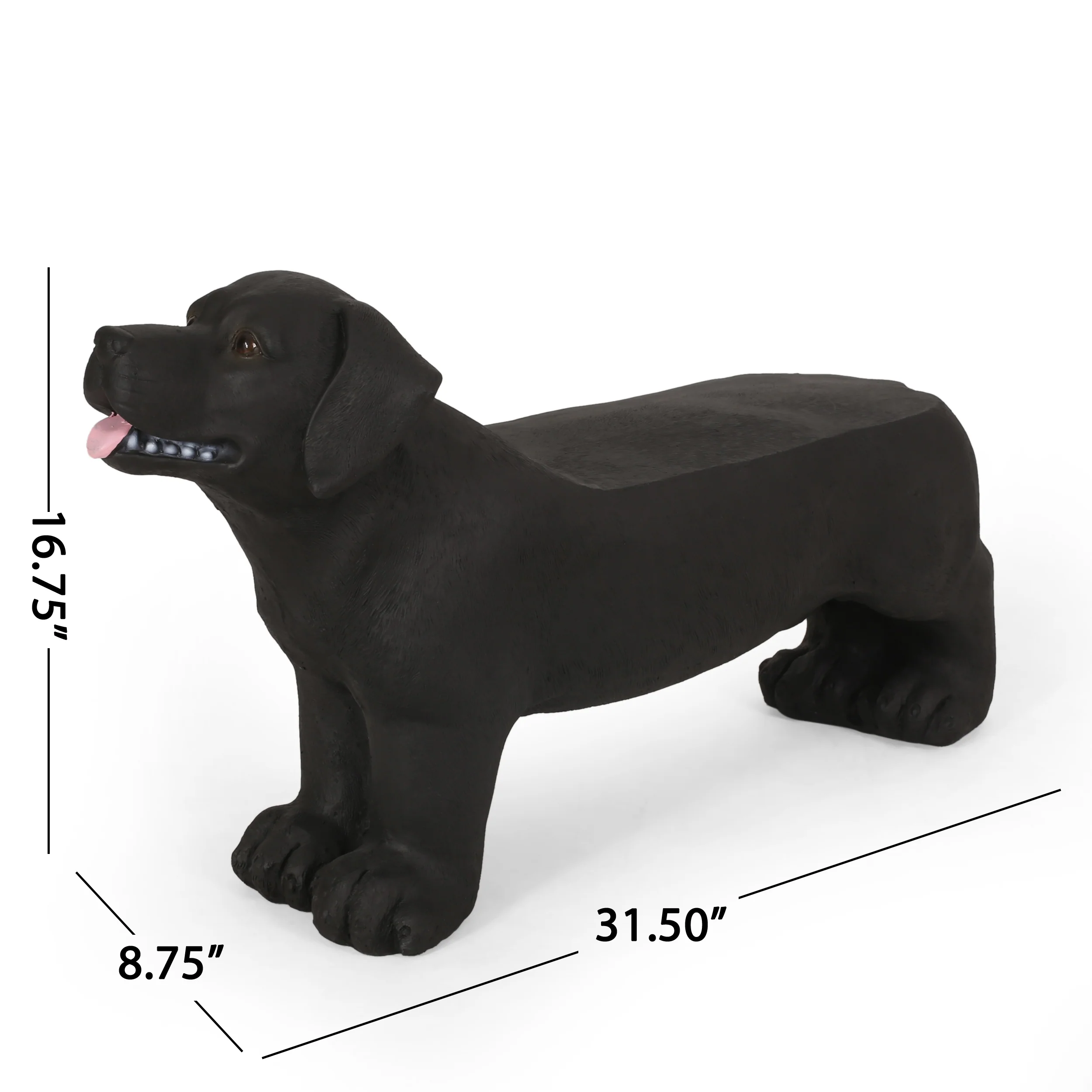 Cullimore Outdoor Labrador Dog Garden Bench, Matte Black - furnishings