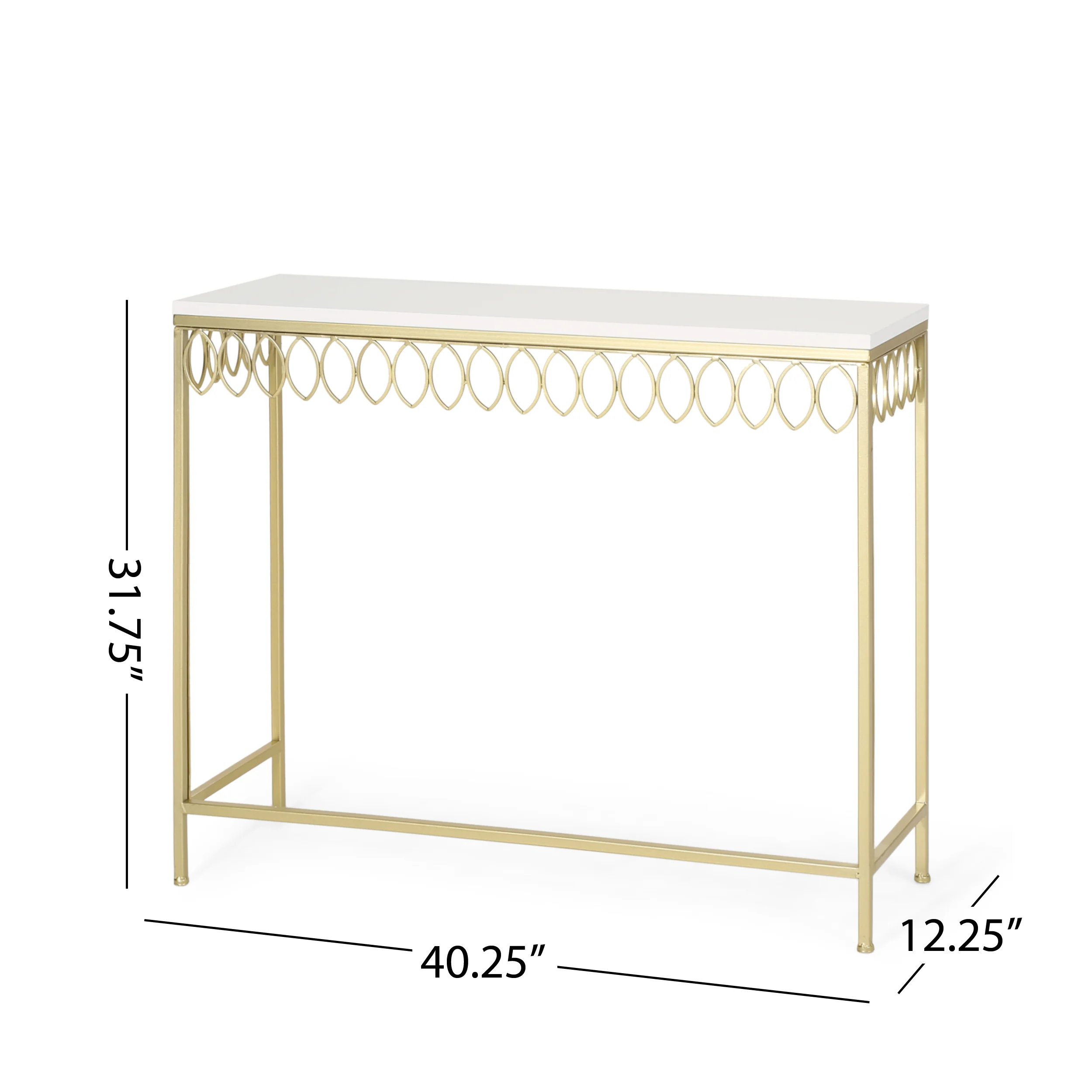 Cavanaugh Modern Glam Console Table with Petal Accents, Gold and White - furnishings