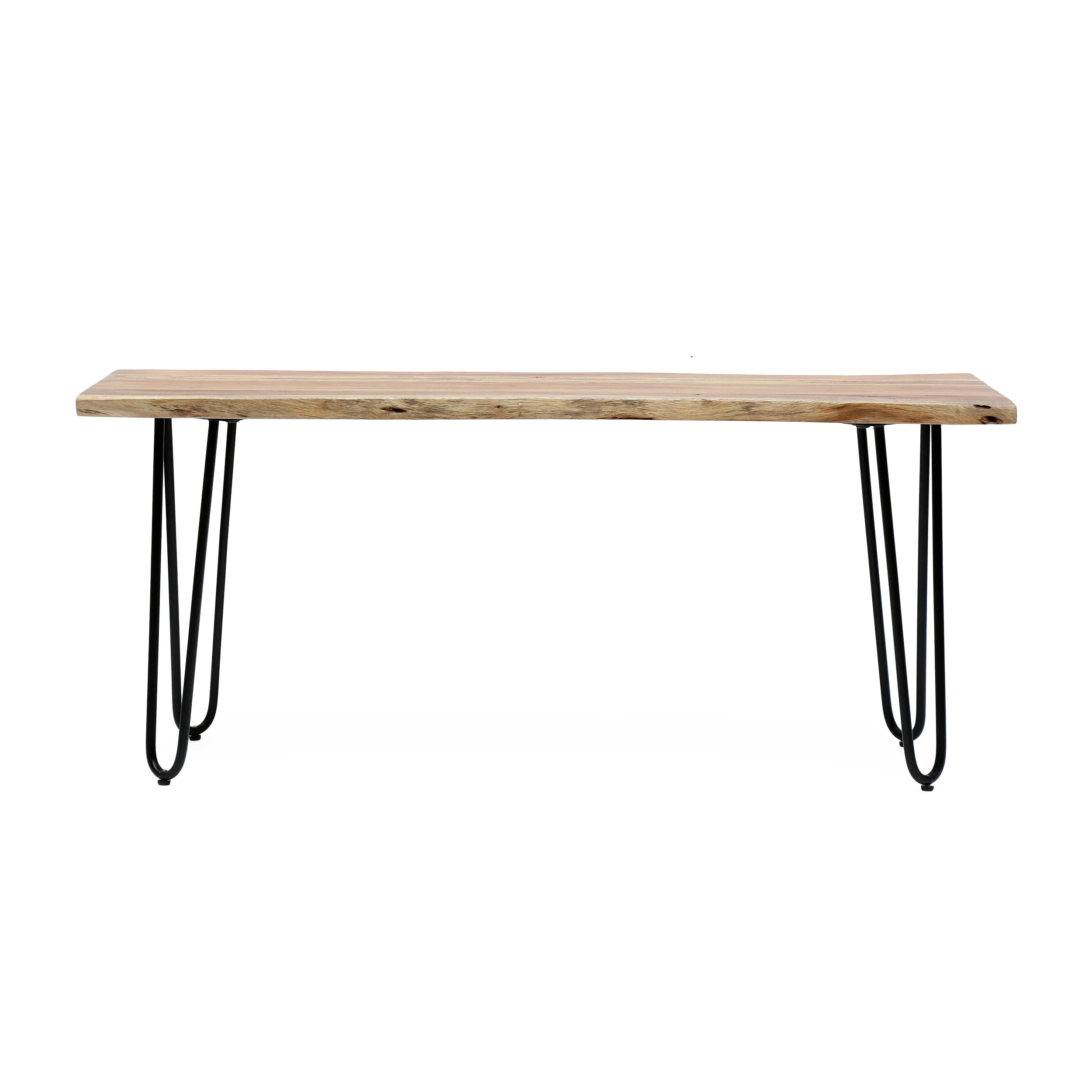 Bullard Modern Industrial Handmade Acacia Wood Dining Bench with Hairpin Legs, Natural and Black - furnishings