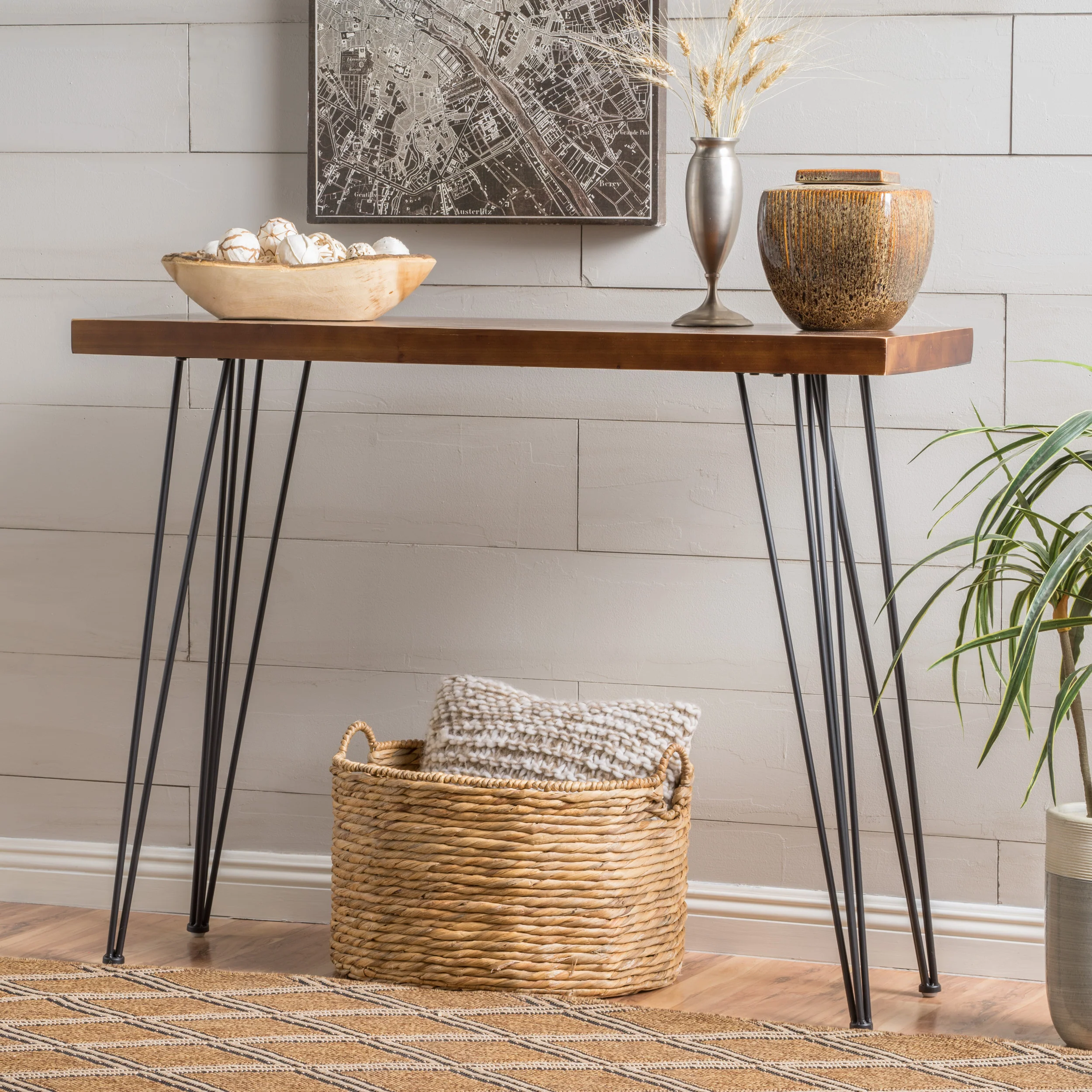 Regent Natural Finish Firwood Faux Live Edge Console Table - furnishings
