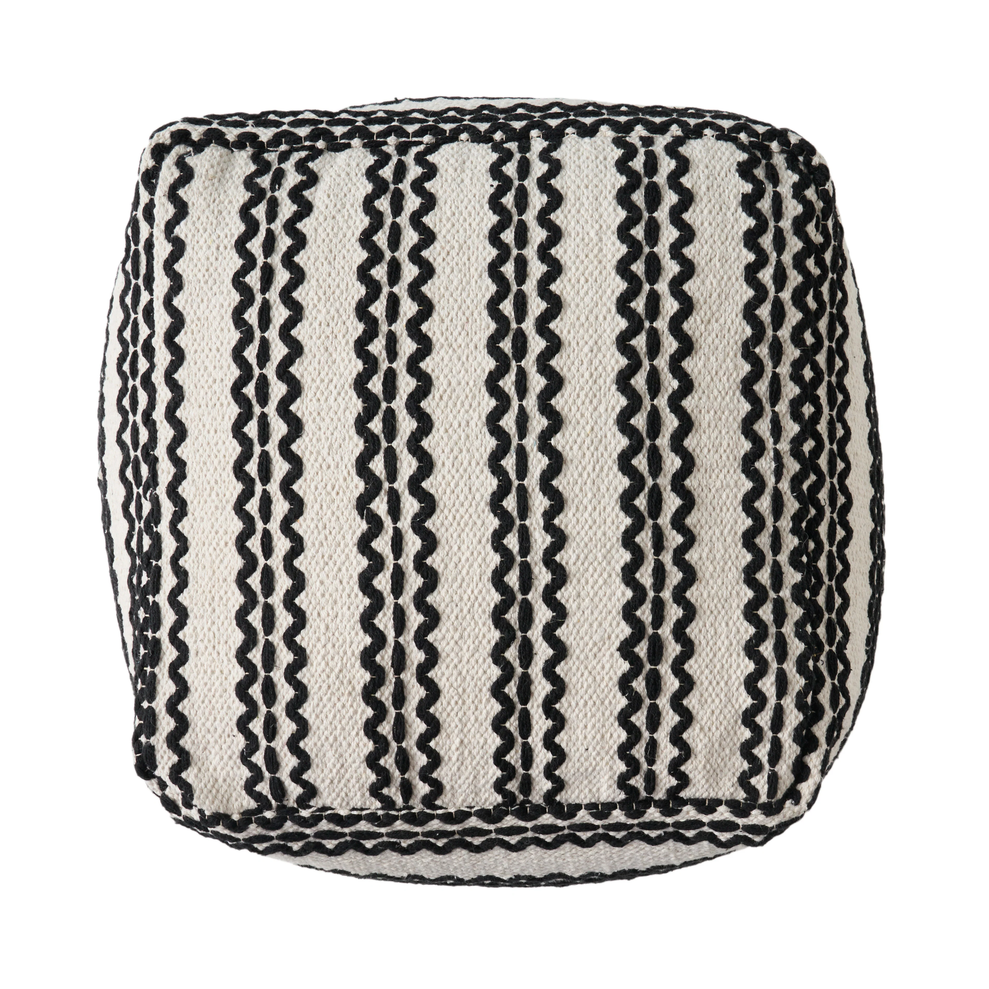 Davis Handcrafted Boho Fabric Pouf - furnishings