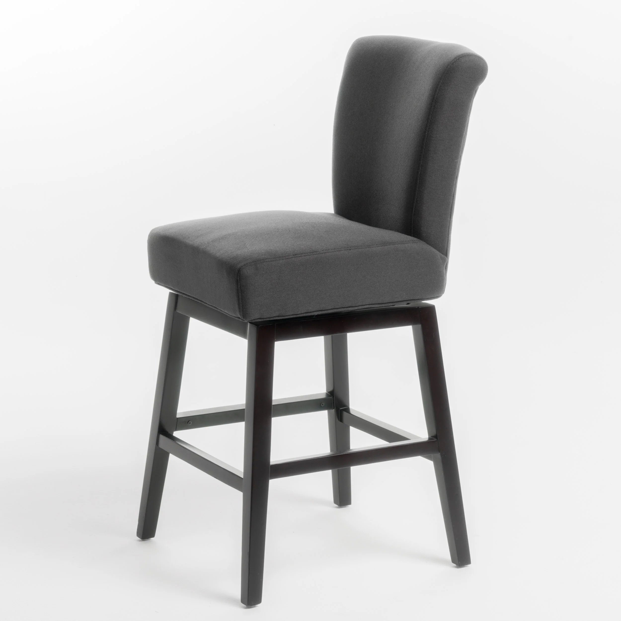 Tristan Contemporary Dark Charcoal Fabric Upholstered Swivel Counter Stool - furnishings