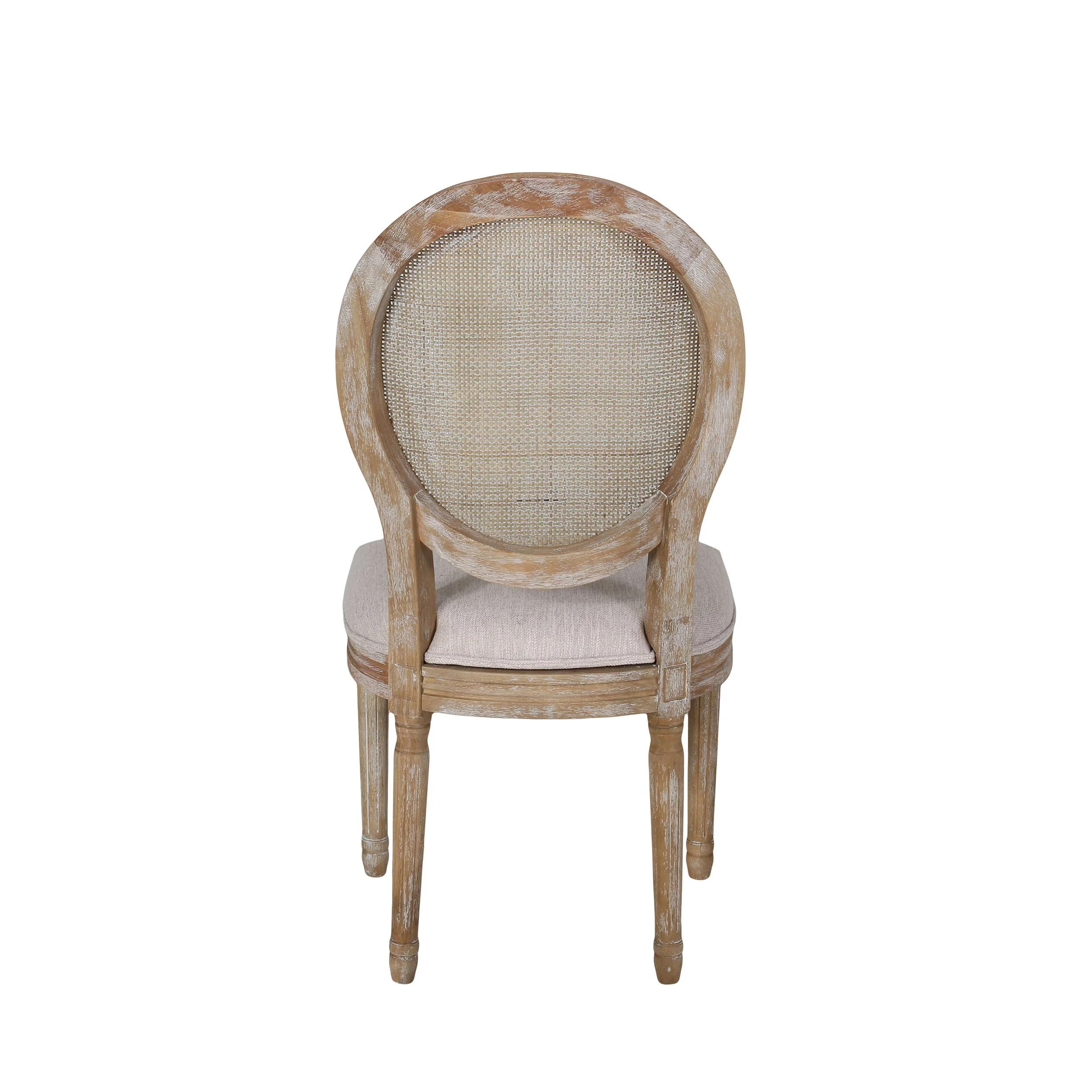 Karlene Farmhouse Fabric Upholstered Wood and Rattan 7 Piece Dining Set, Natural, Rustic Metal, and Beige - furnishings