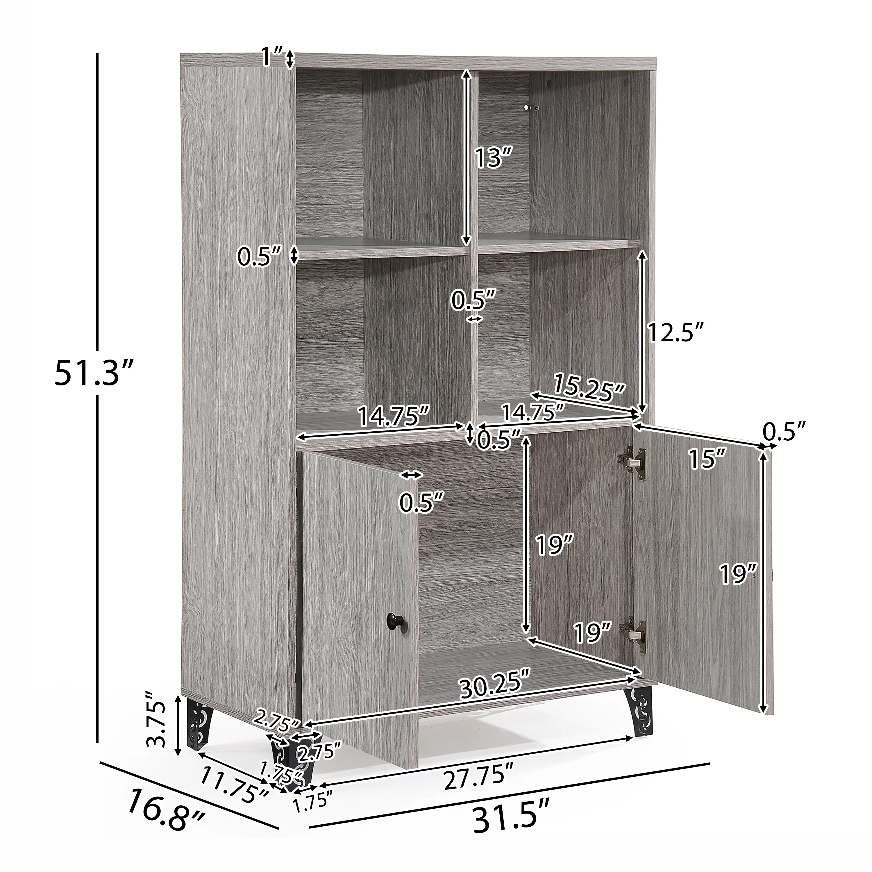 Justina Mid Century Modern Shelf Cabinet - furnishings