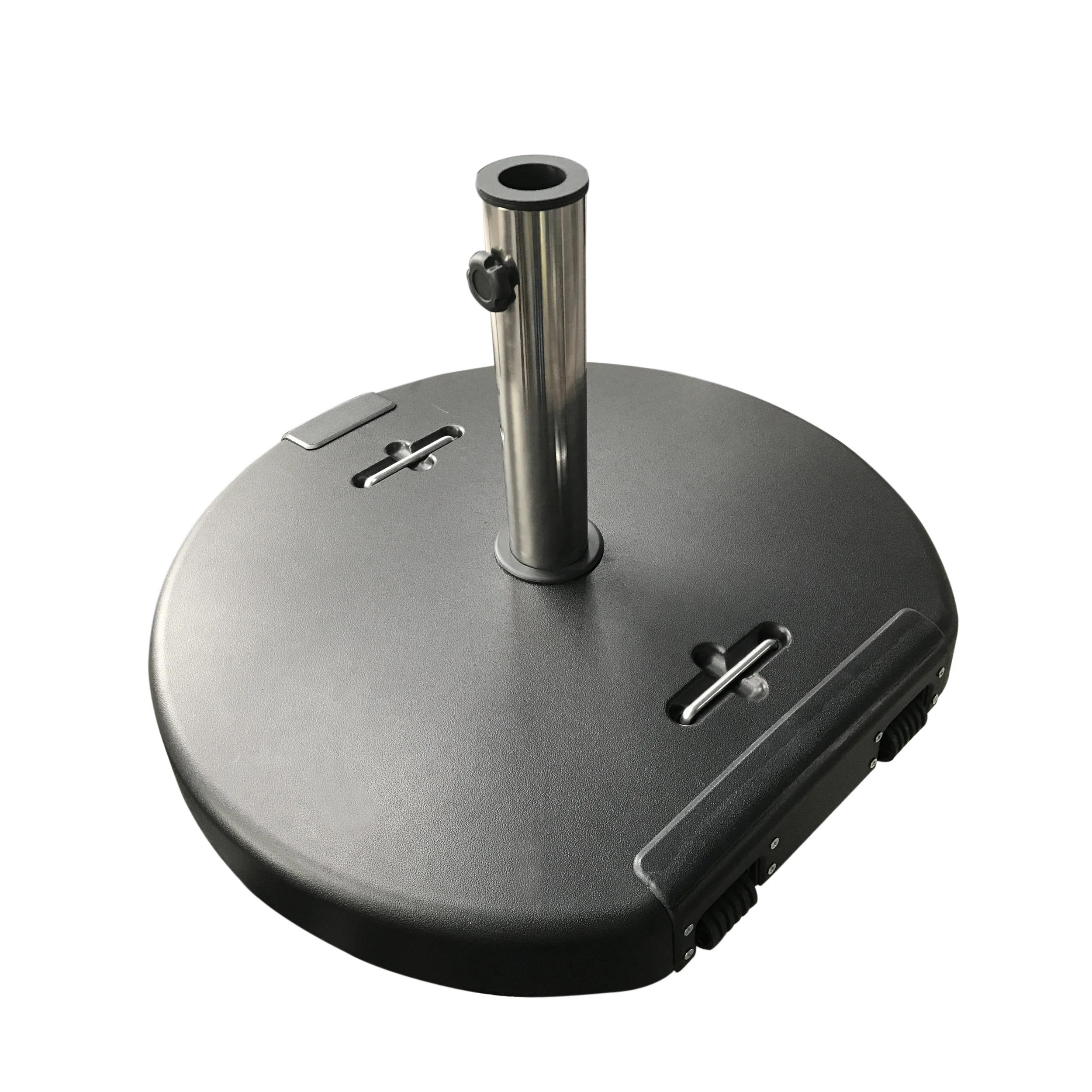 Kelly Outdoor 132lb Concrete Circular Umbrella Base with Stainless Steel Collar - furnishings