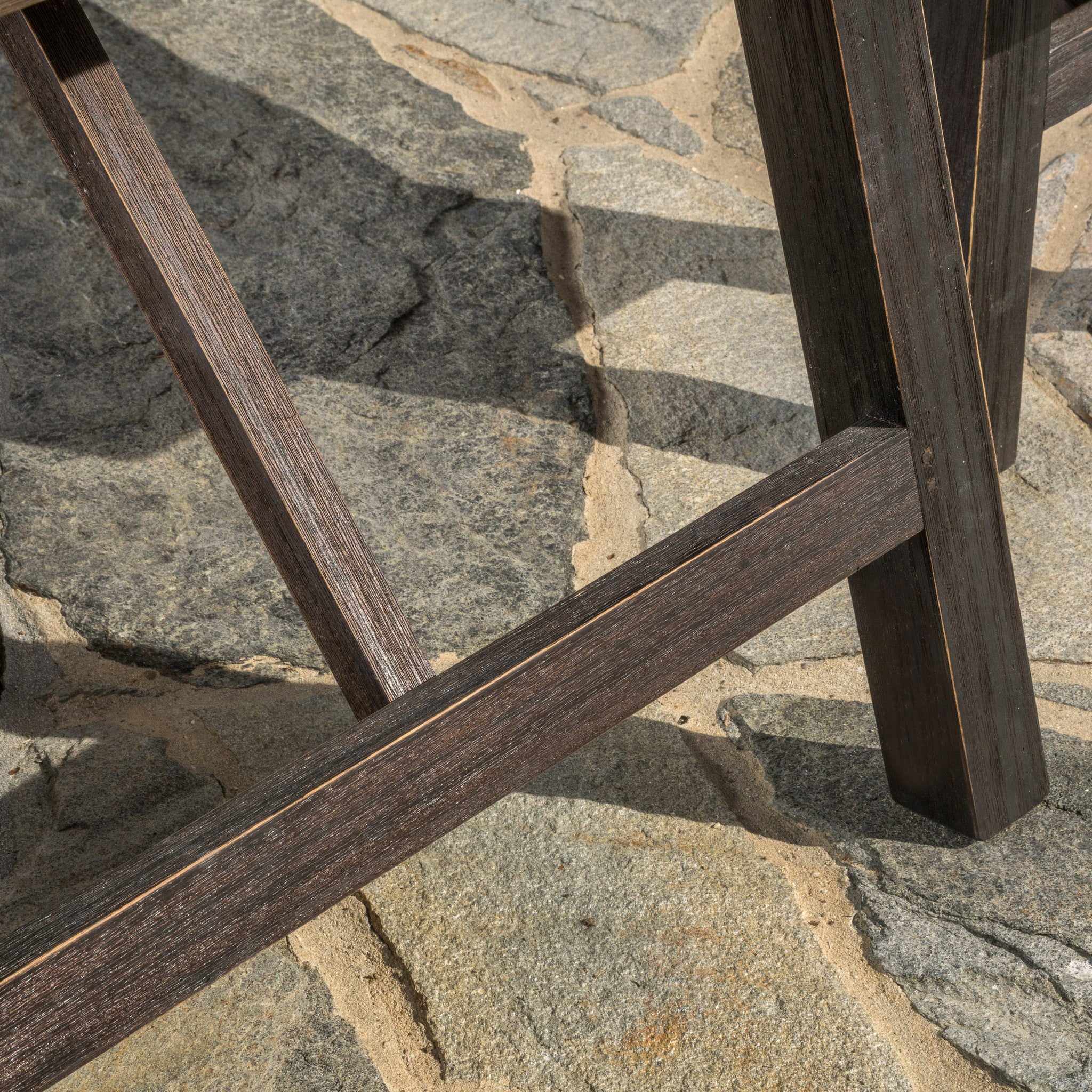Valverde Outdoor Teak Finish and Brushed Grey Acacia Wood Picnic Dining Set - furnishings