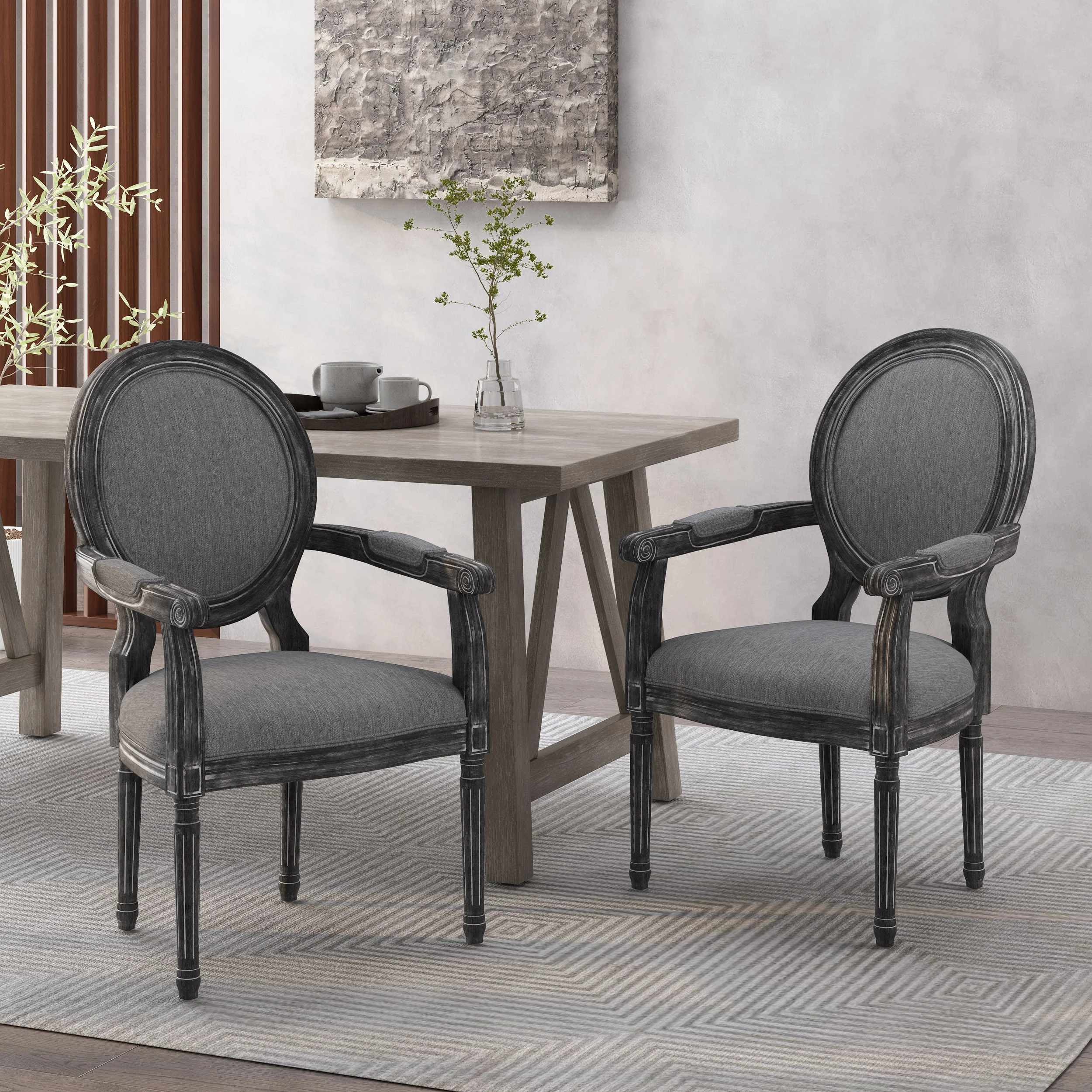Aisenbrey French Country Wood Upholstered Dining Chair - furnishings